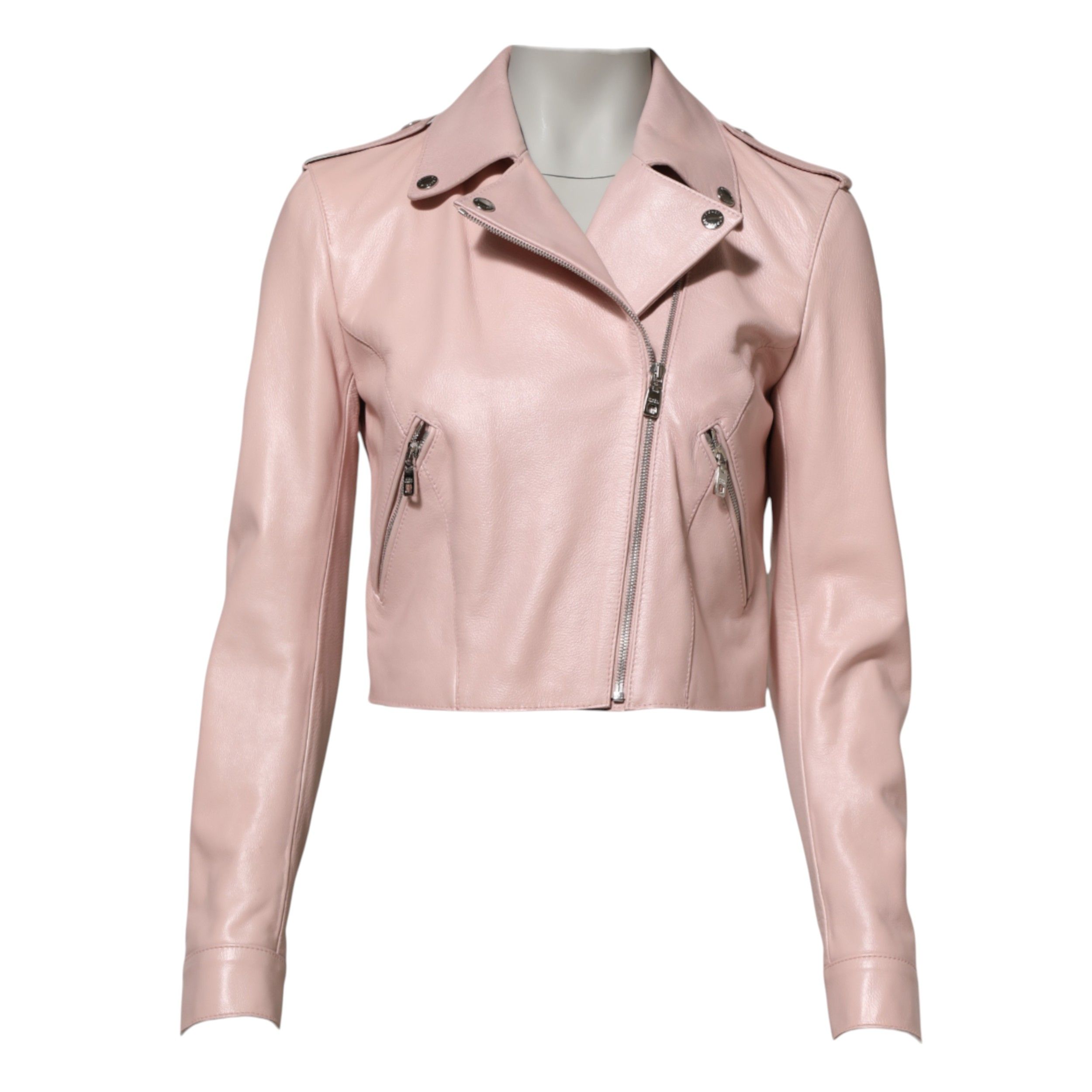 Light Collar Leather Women Biker Women's Jacket - Dolce & Gabbana - Modalova
