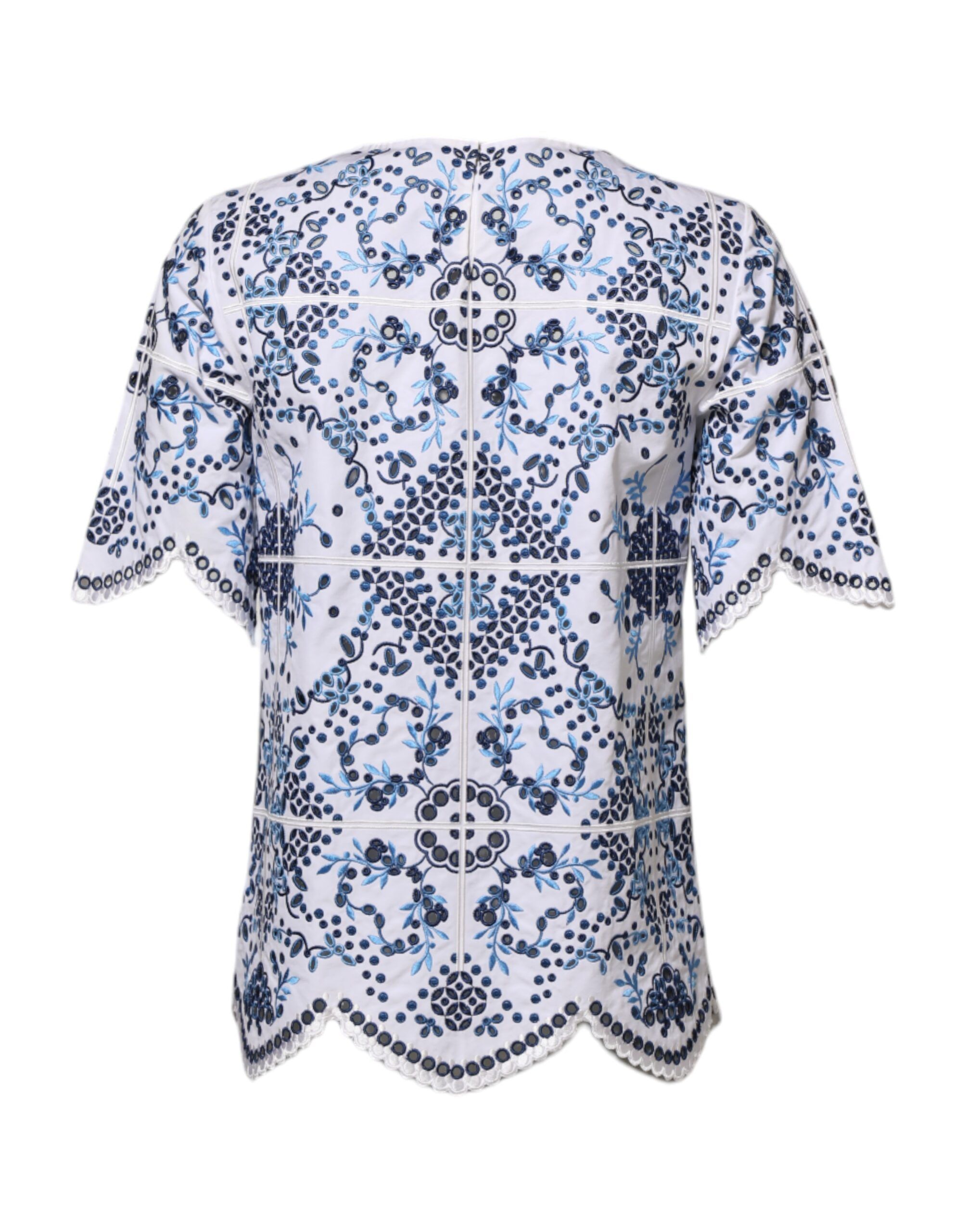 Blue Lace Eyelet Crew Neck Blouse Women's Top (Pre-Owned) - Dolce & Gabbana - Modalova