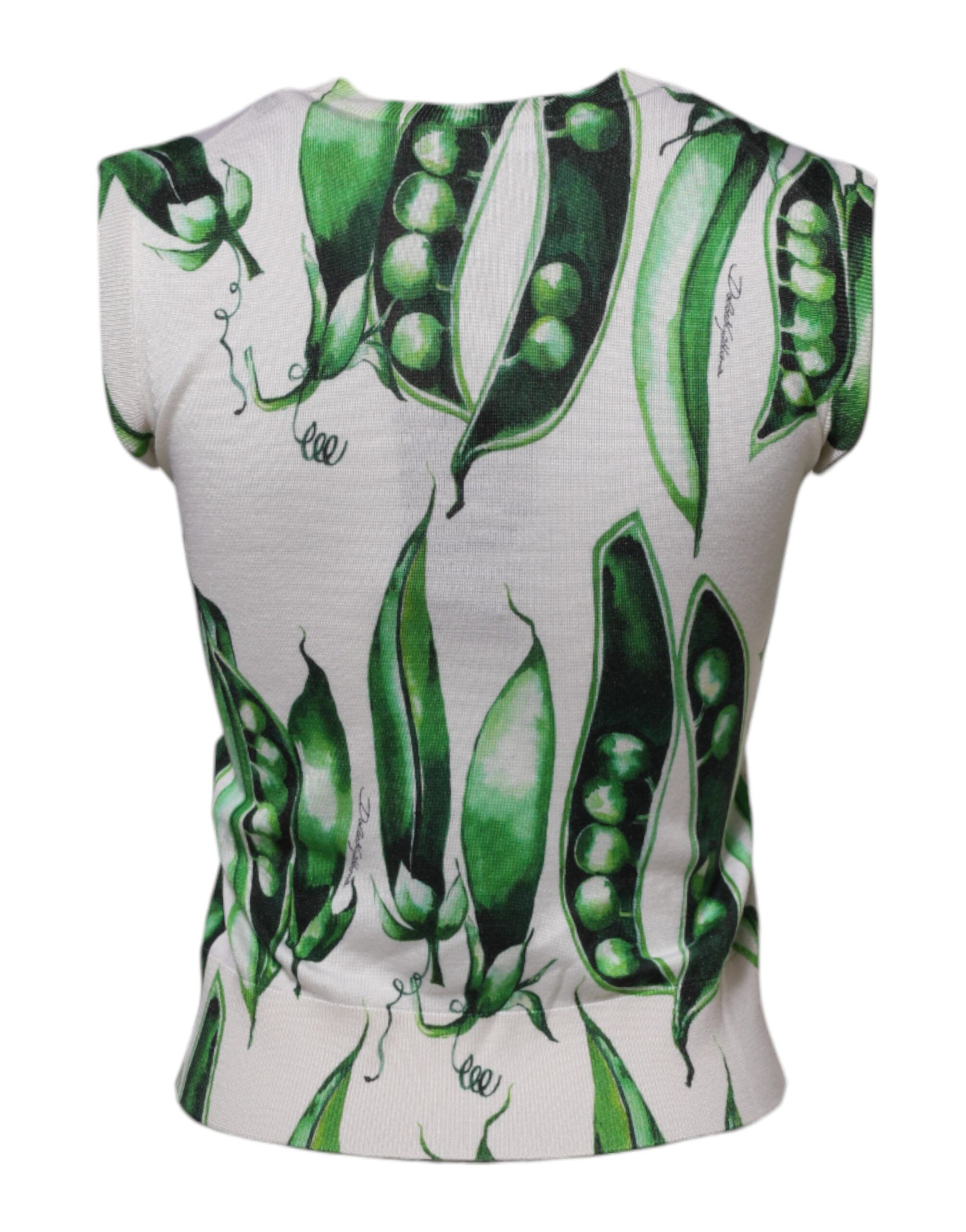 Green Pea Print Sleeveless Blouse Women's Top - Dolce & Gabbana - Modalova