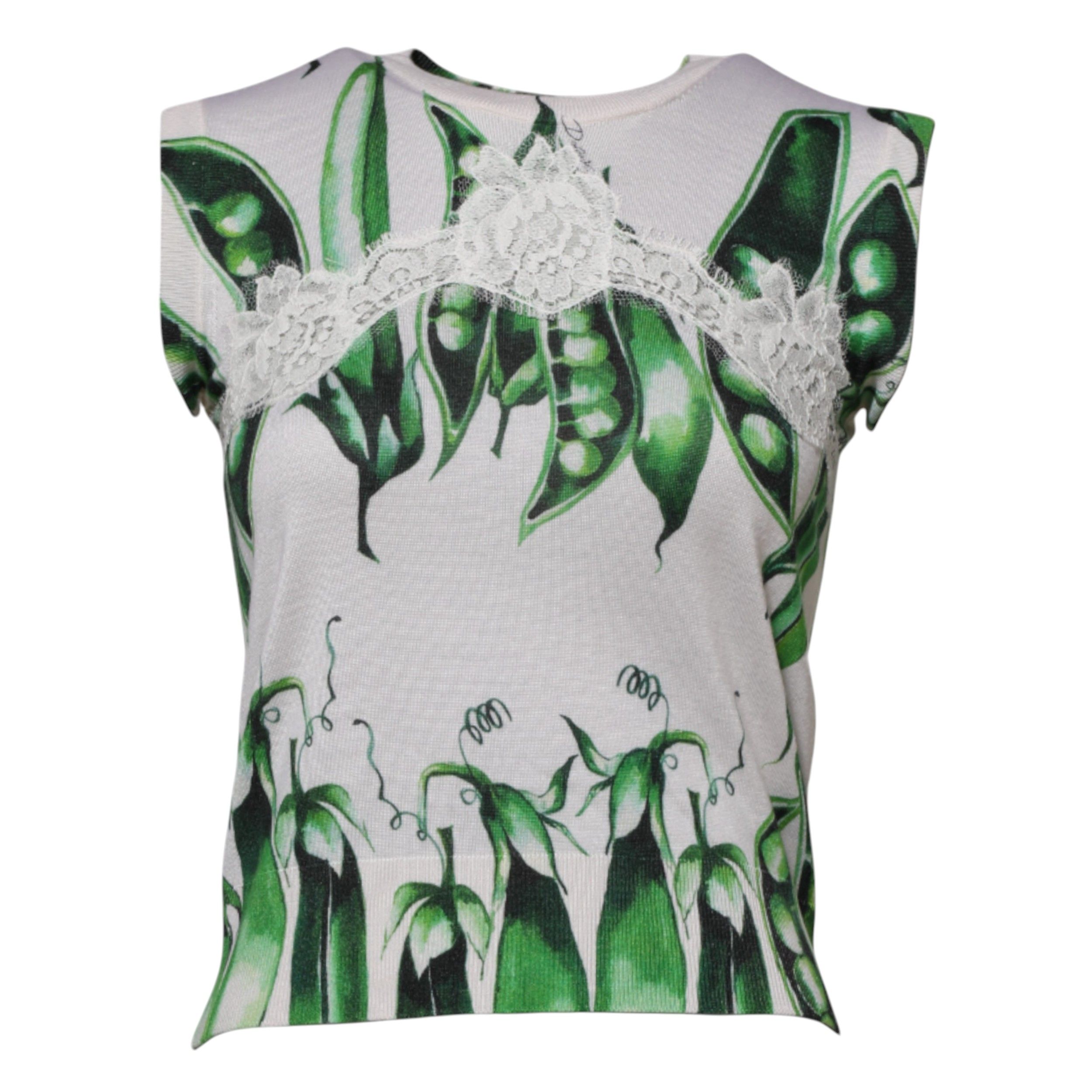 Green Pea Print Sleeveless Blouse Women's Top - Dolce & Gabbana - Modalova