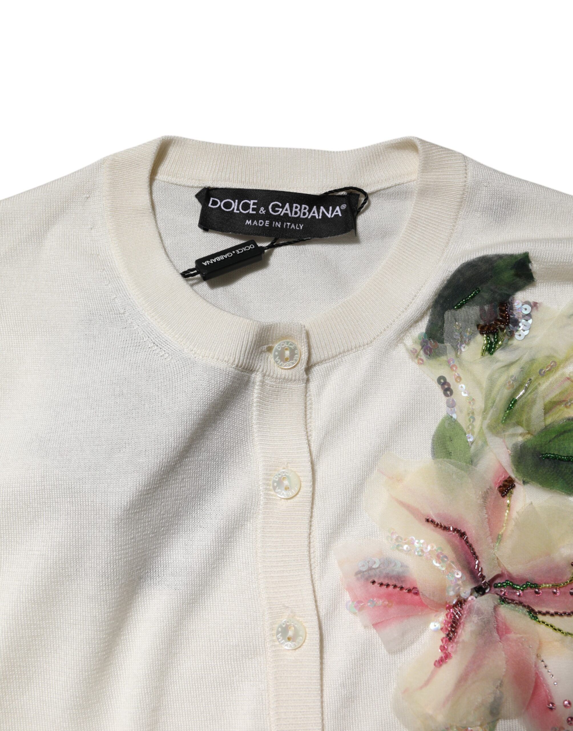 Silk Lily Embellished Cardigan Women's Sweater - Dolce & Gabbana - Modalova
