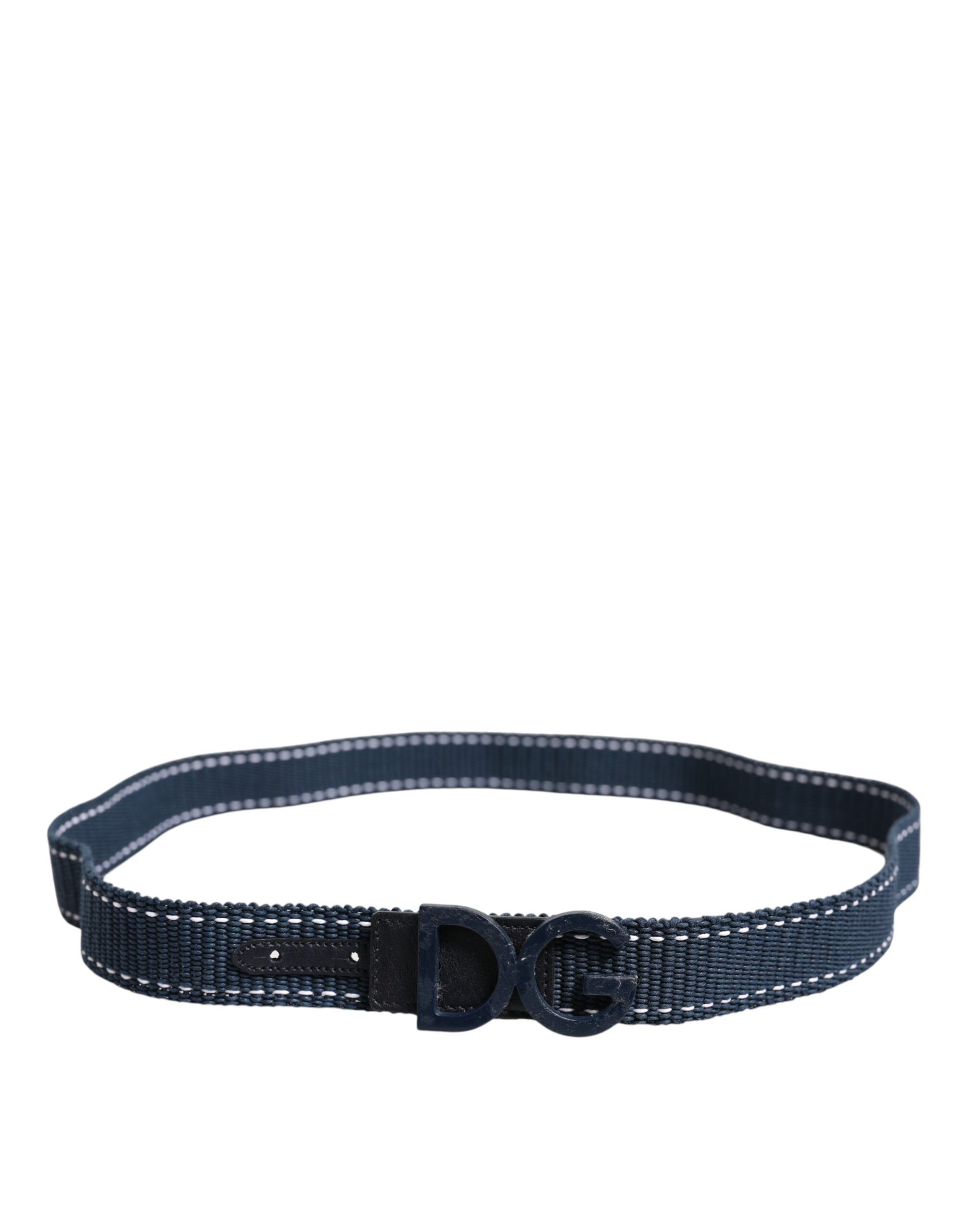Blue White Cotton DG Logo Metal Buckle Men's Belt (Pre-Owned) - Dolce & Gabbana - Modalova