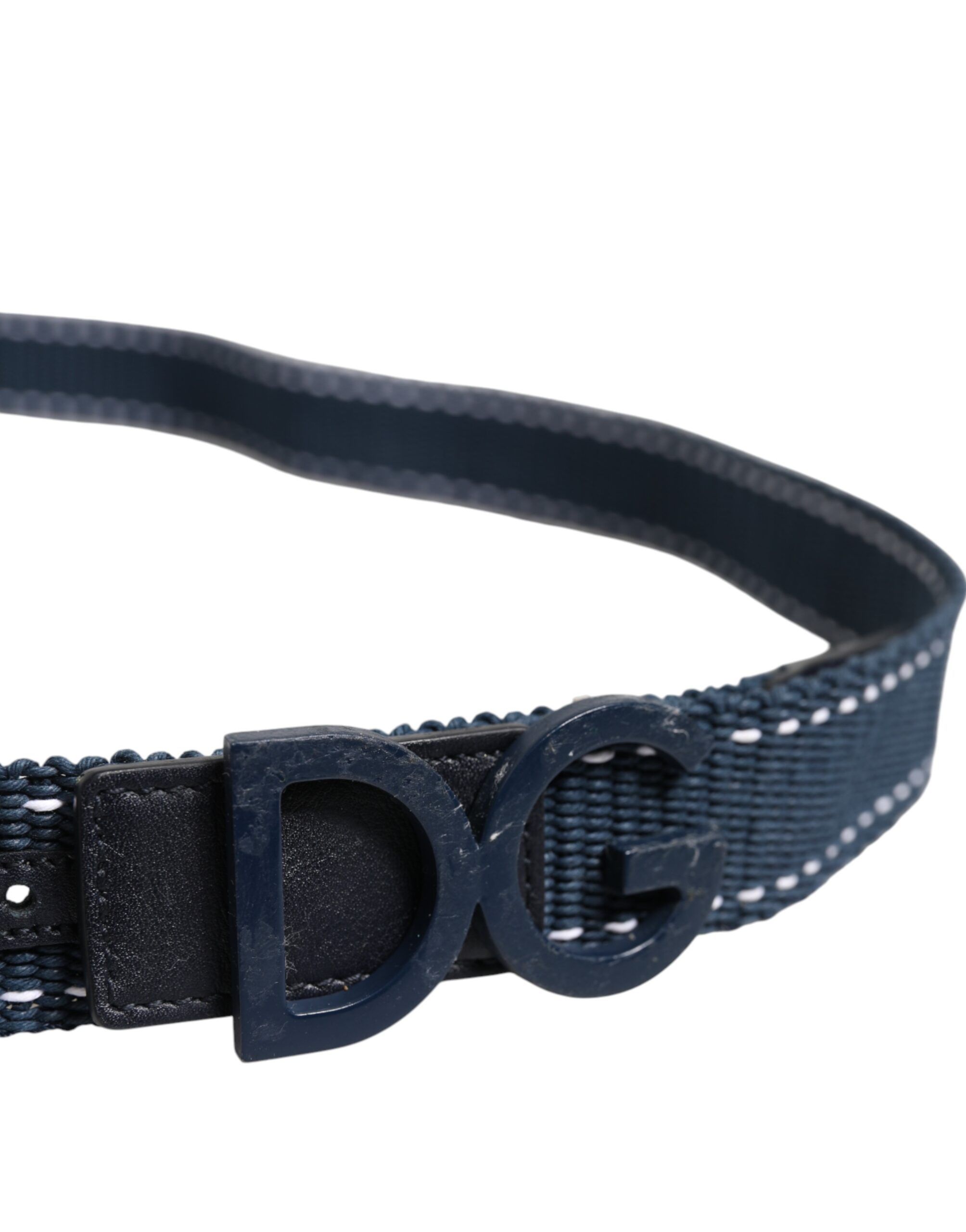 Blue White Cotton DG Logo Metal Buckle Men's Belt (Pre-Owned) - Dolce & Gabbana - Modalova