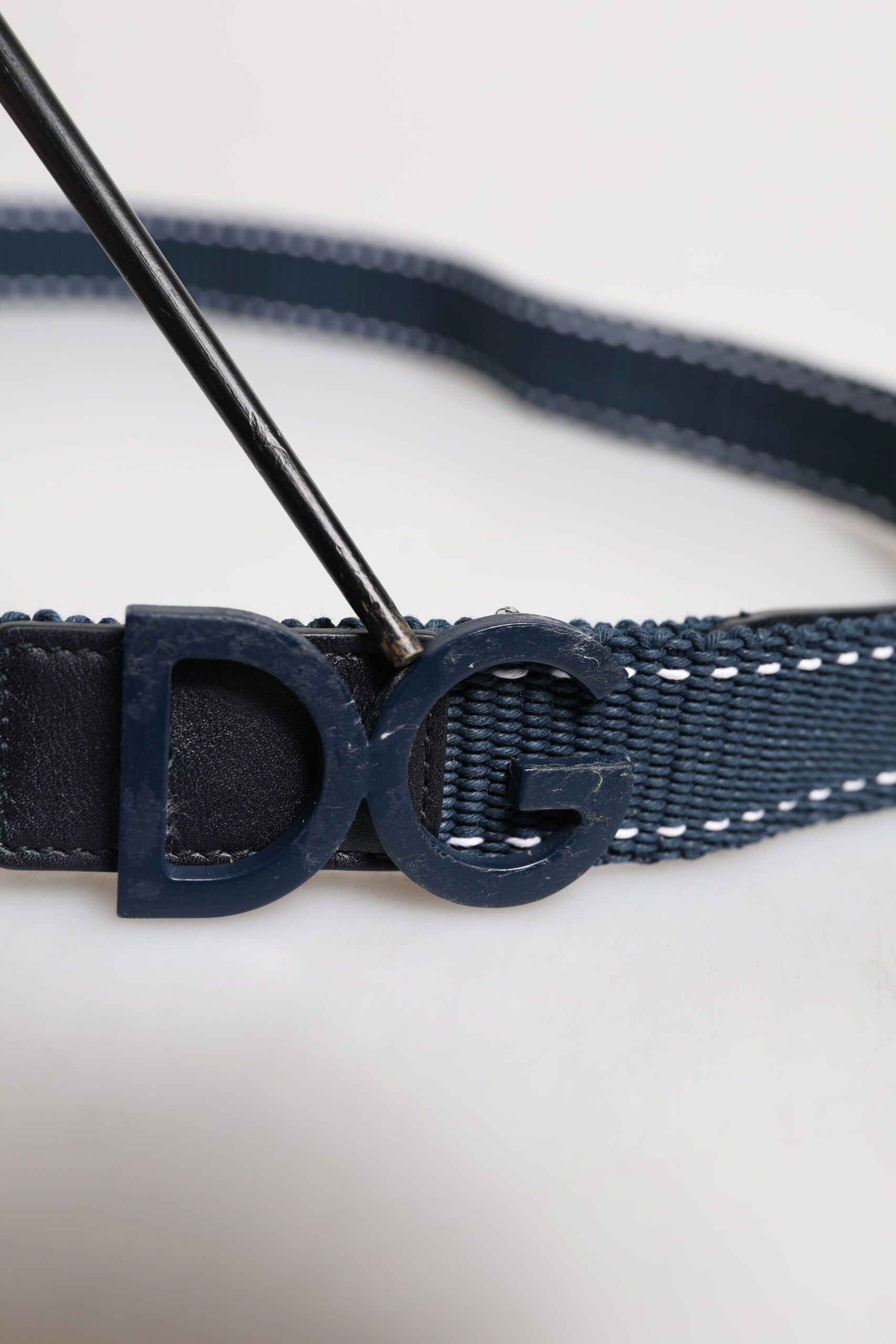 Blue White Cotton DG Logo Metal Buckle Men's Belt (Pre-Owned) - Dolce & Gabbana - Modalova