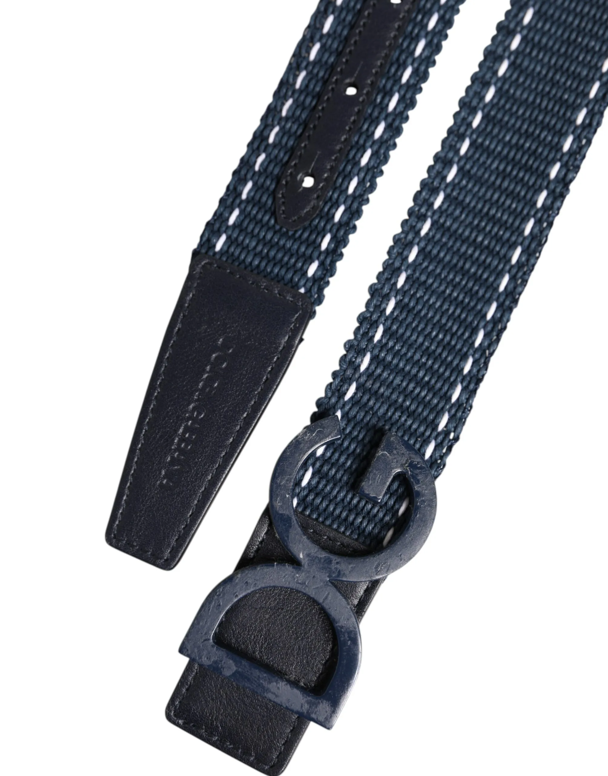Blue White Cotton DG Logo Metal Buckle Men's Belt (Pre-Owned) - Dolce & Gabbana - Modalova
