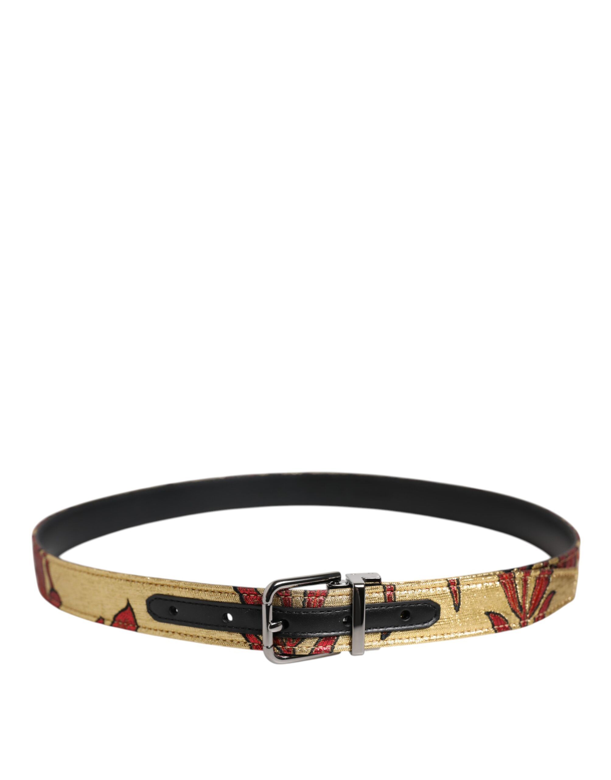 Floral Jacquard Silver Metal Buckle Men's Belt - Dolce & Gabbana - Modalova