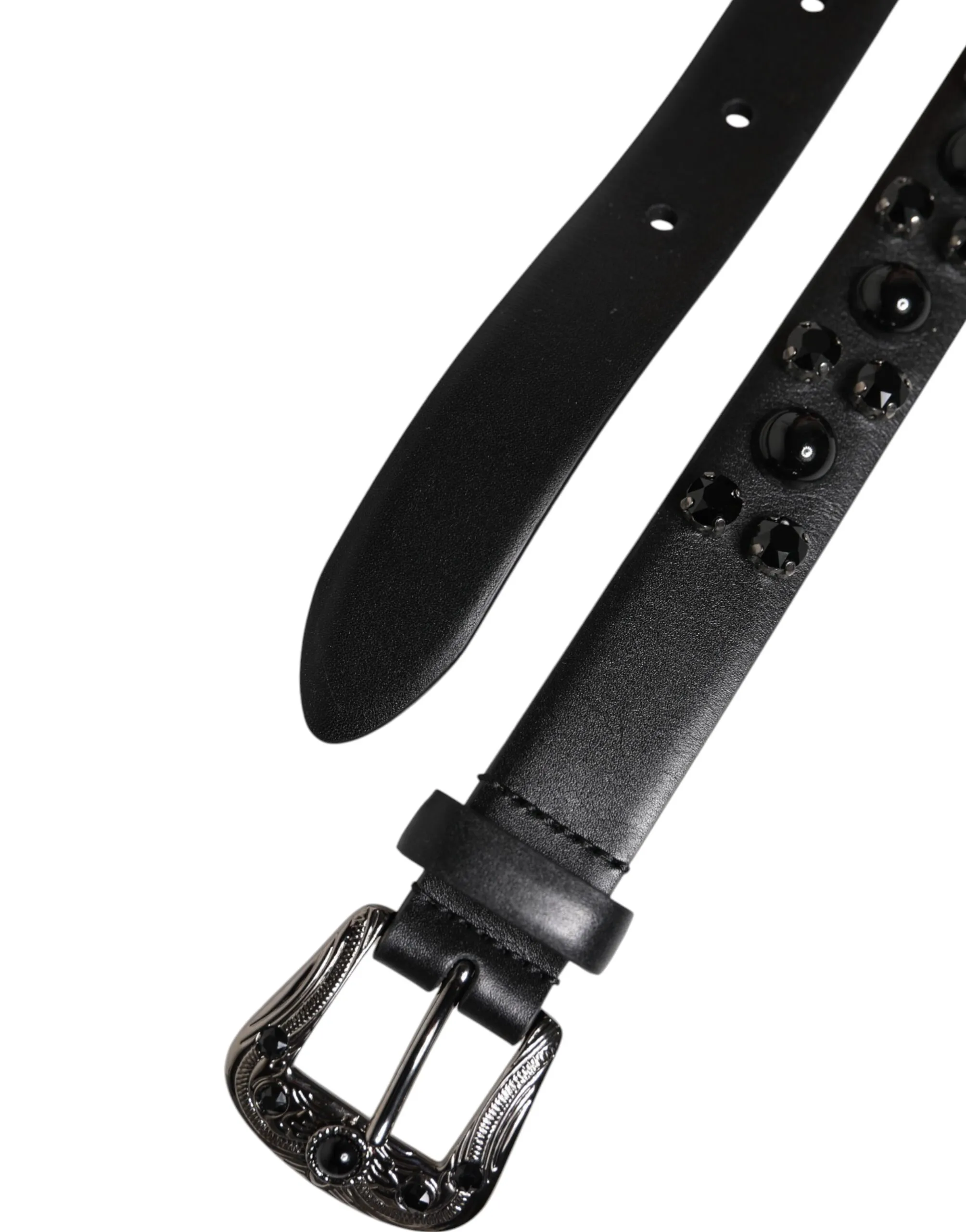 Studded Leather Metal Logo Buckle Men's Belt - Dolce & Gabbana - Modalova