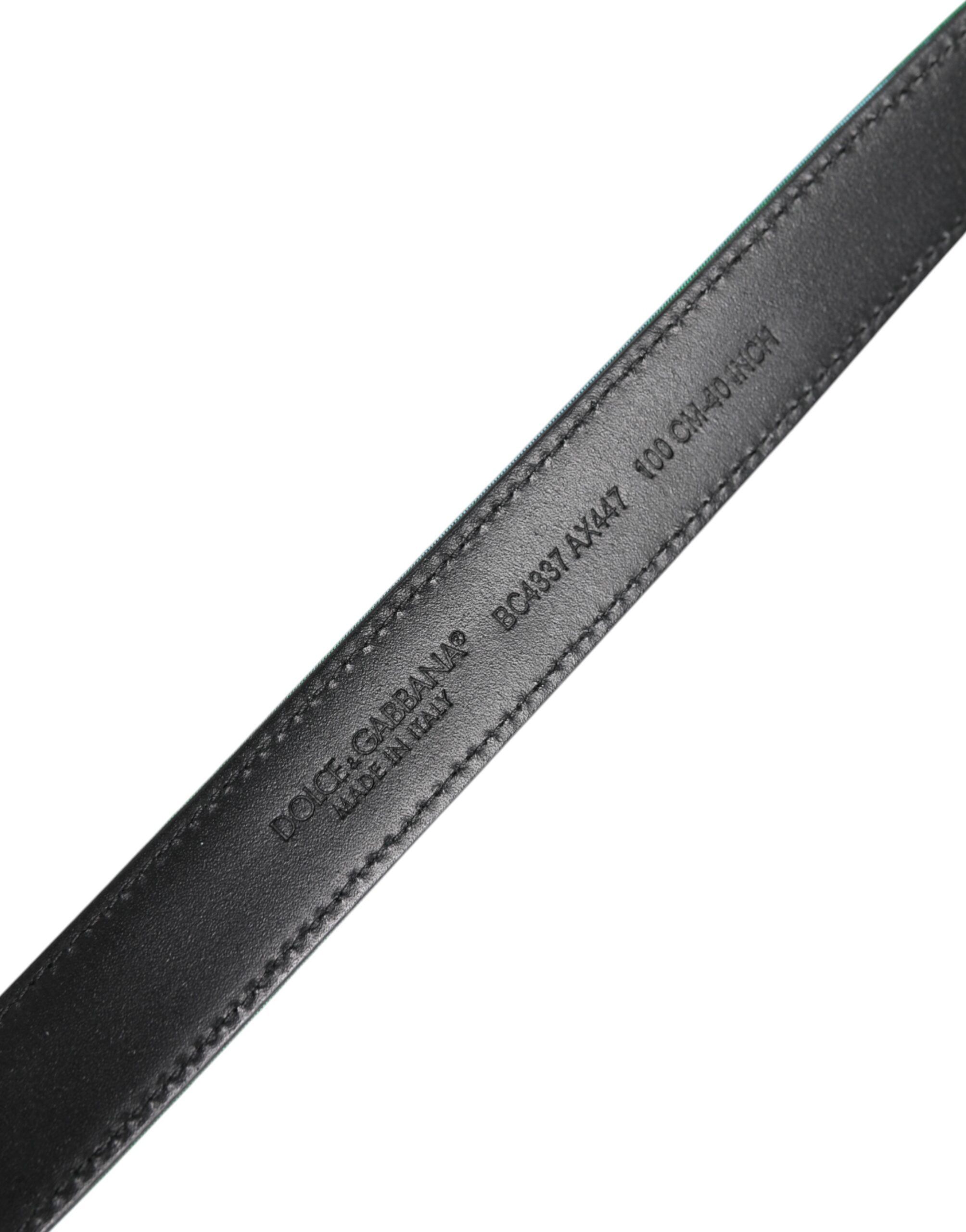 Green Black Polyester Metal Buckle Men's Belt - Dolce & Gabbana - Modalova