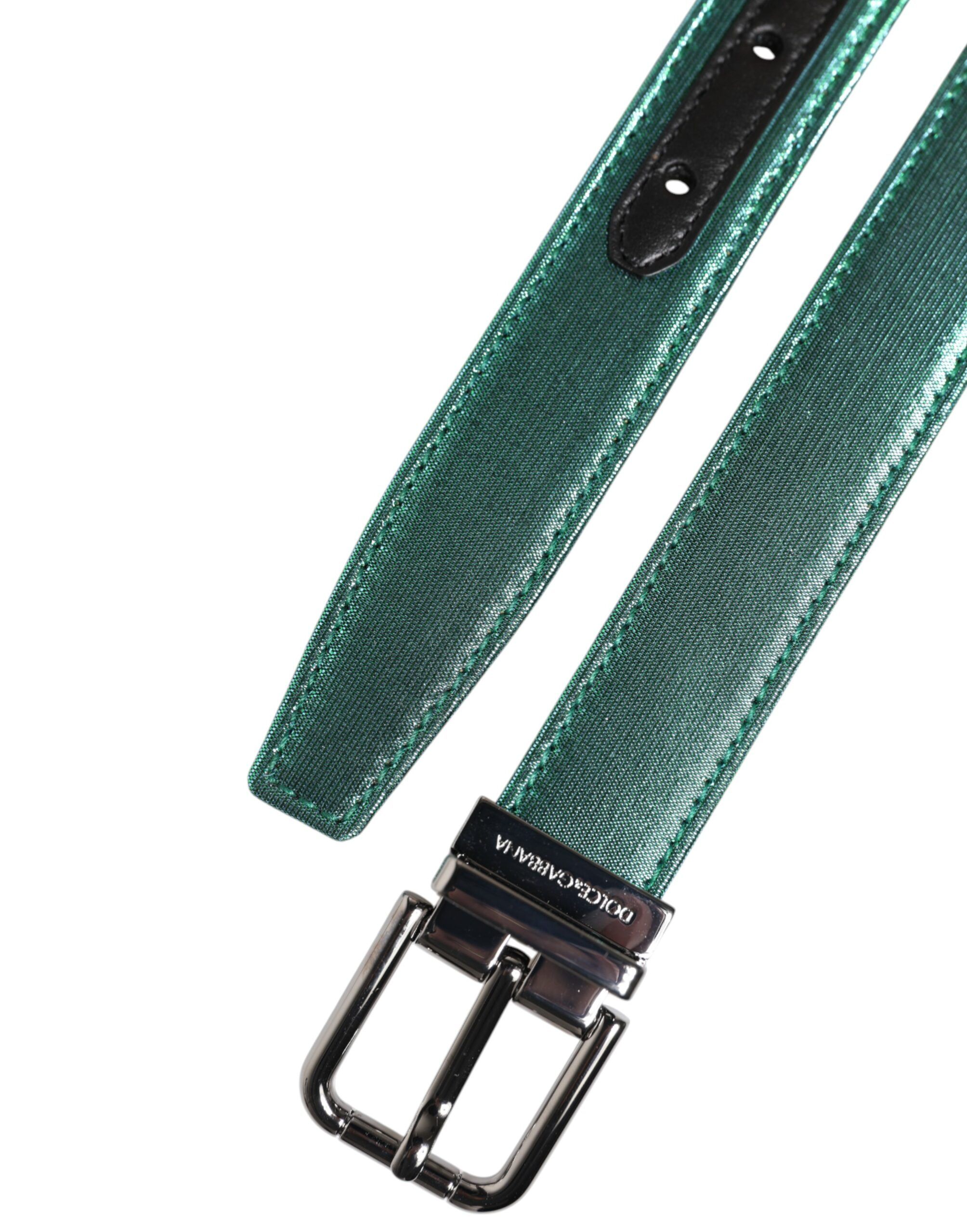 Green Black Polyester Metal Buckle Men's Belt - Dolce & Gabbana - Modalova