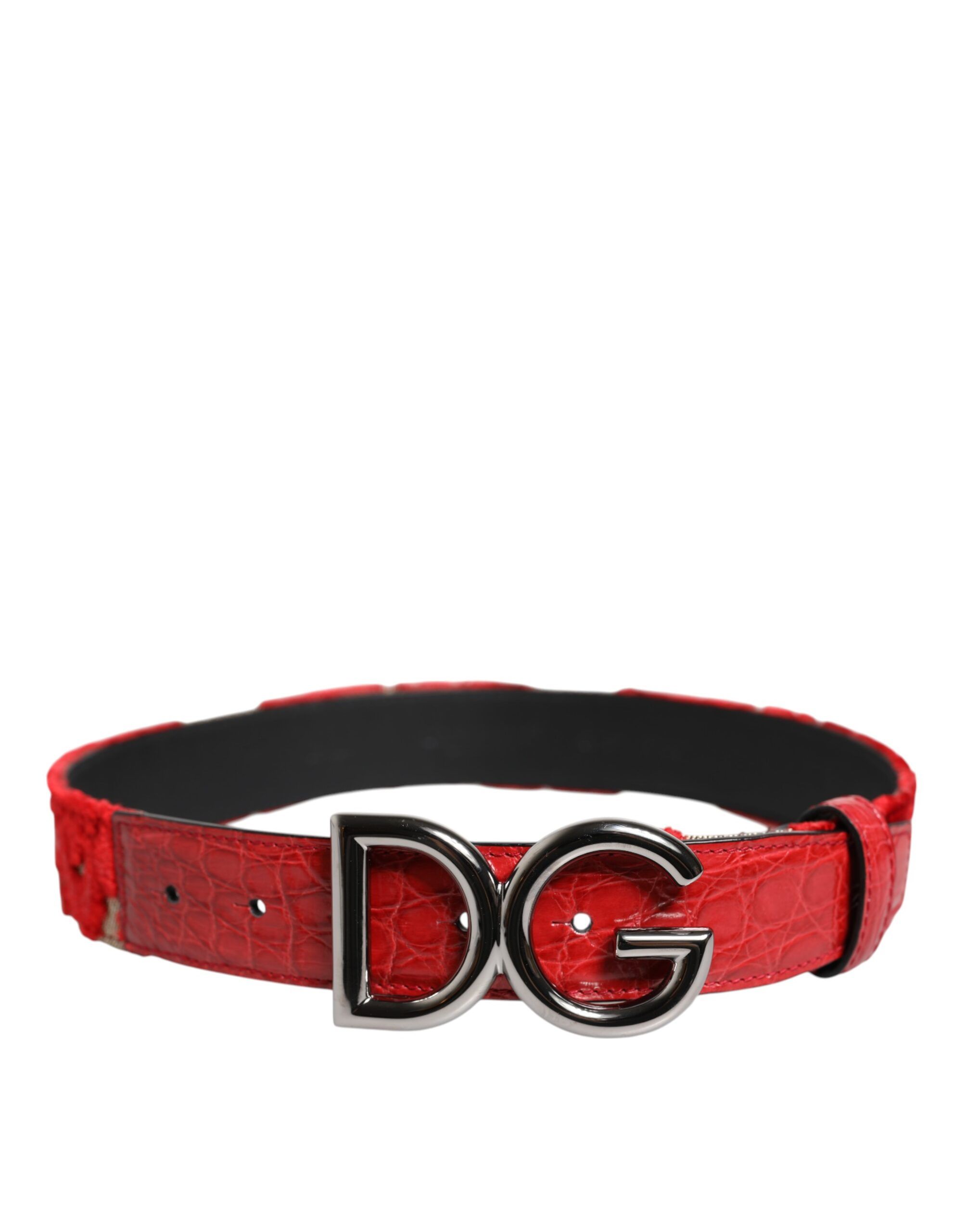 Viscose Silver DG Logo Metal Buckle Women's Belt - Dolce & Gabbana - Modalova