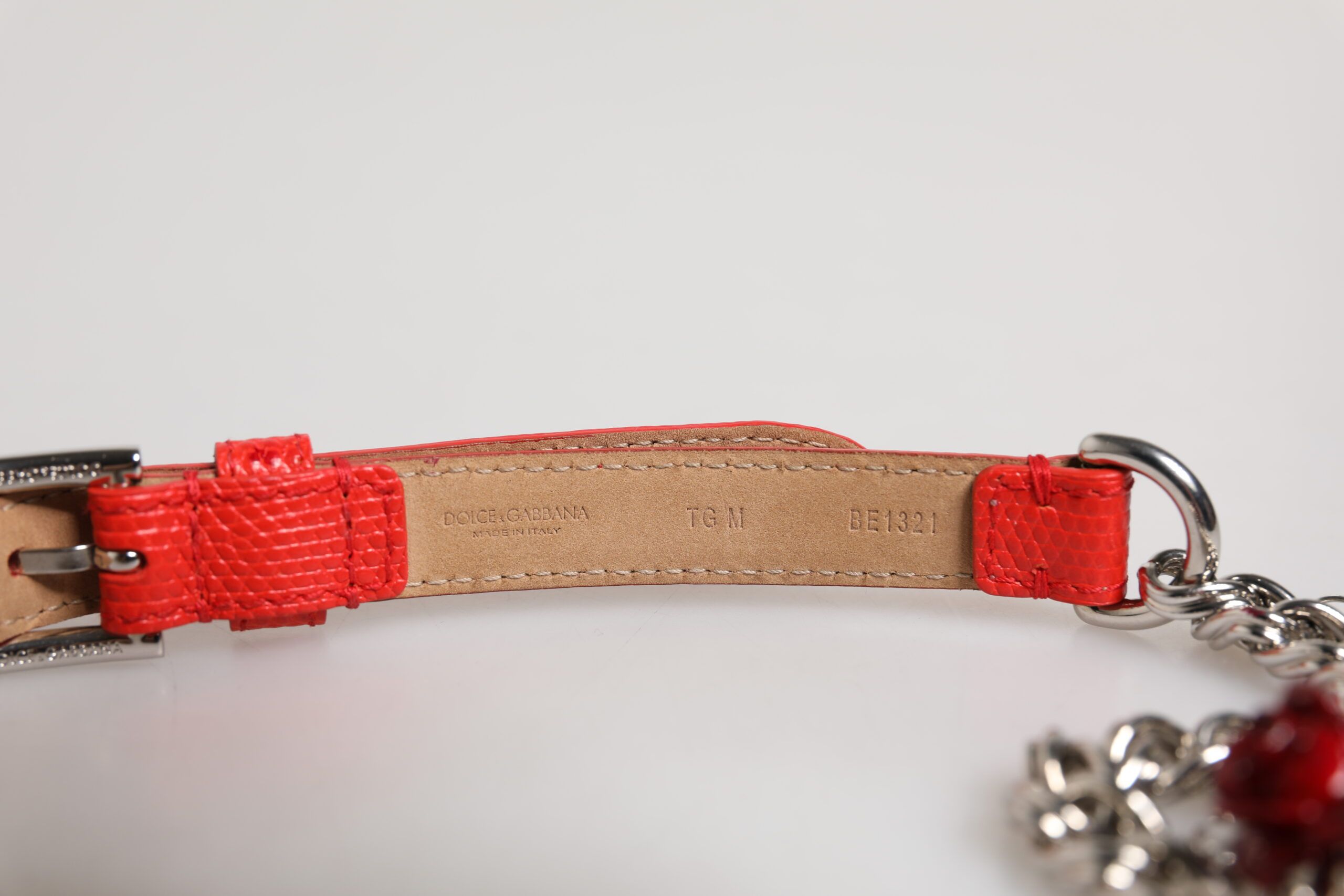 Leather Silver Chain Floral Cintura Women's Belt - Dolce & Gabbana - Modalova