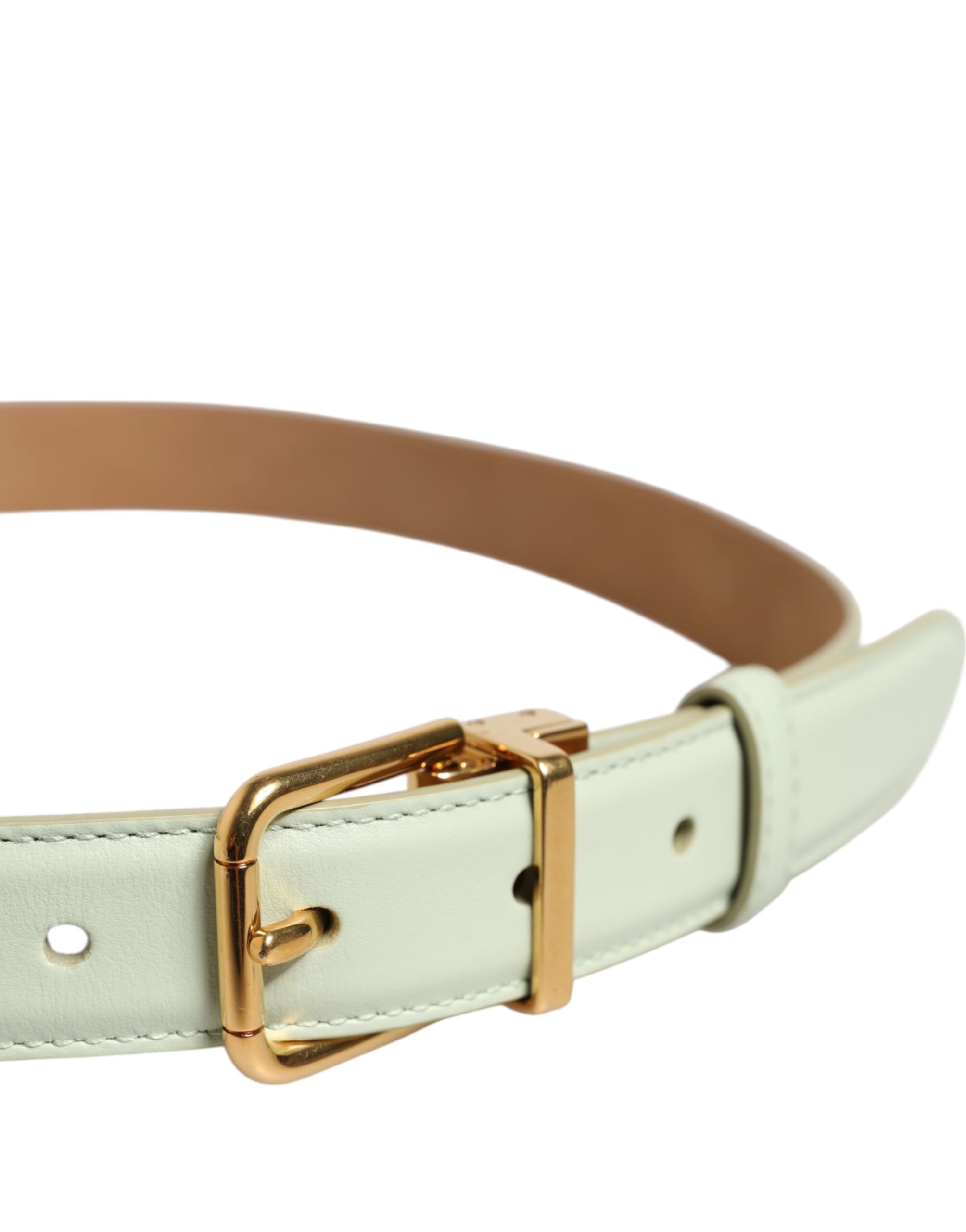 Light Leather Gold Metal Buckle Women's Belt - Dolce & Gabbana - Modalova