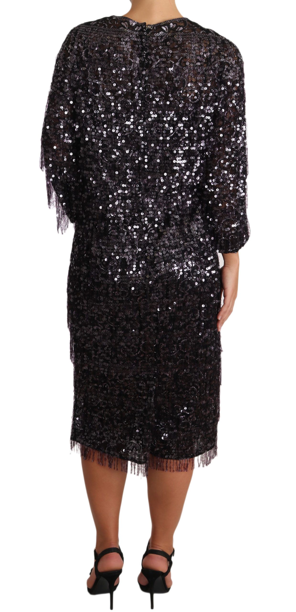 Sequined Long Sleeve Shift Midi Women's Dress - Dolce & Gabbana - Modalova
