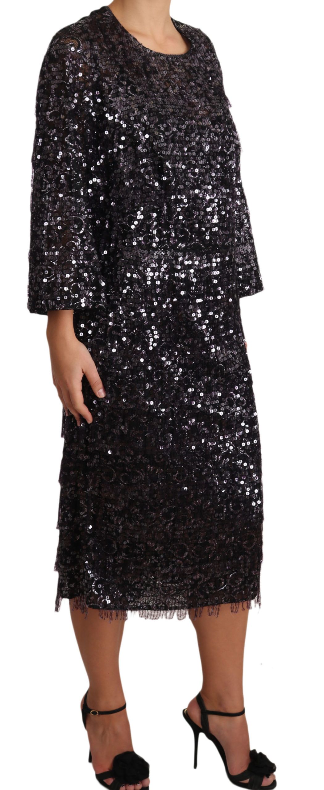 Sequined Long Sleeve Shift Midi Women's Dress - Dolce & Gabbana - Modalova