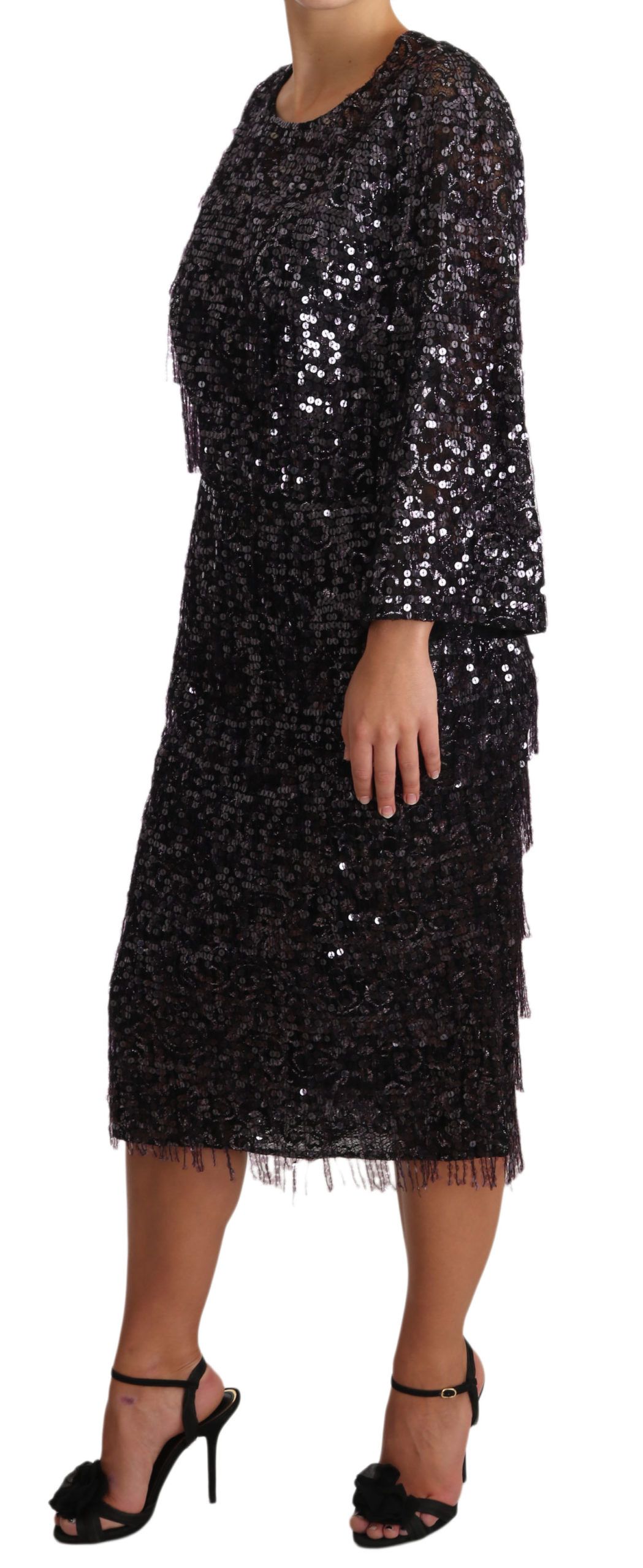 Sequined Long Sleeve Shift Midi Women's Dress - Dolce & Gabbana - Modalova
