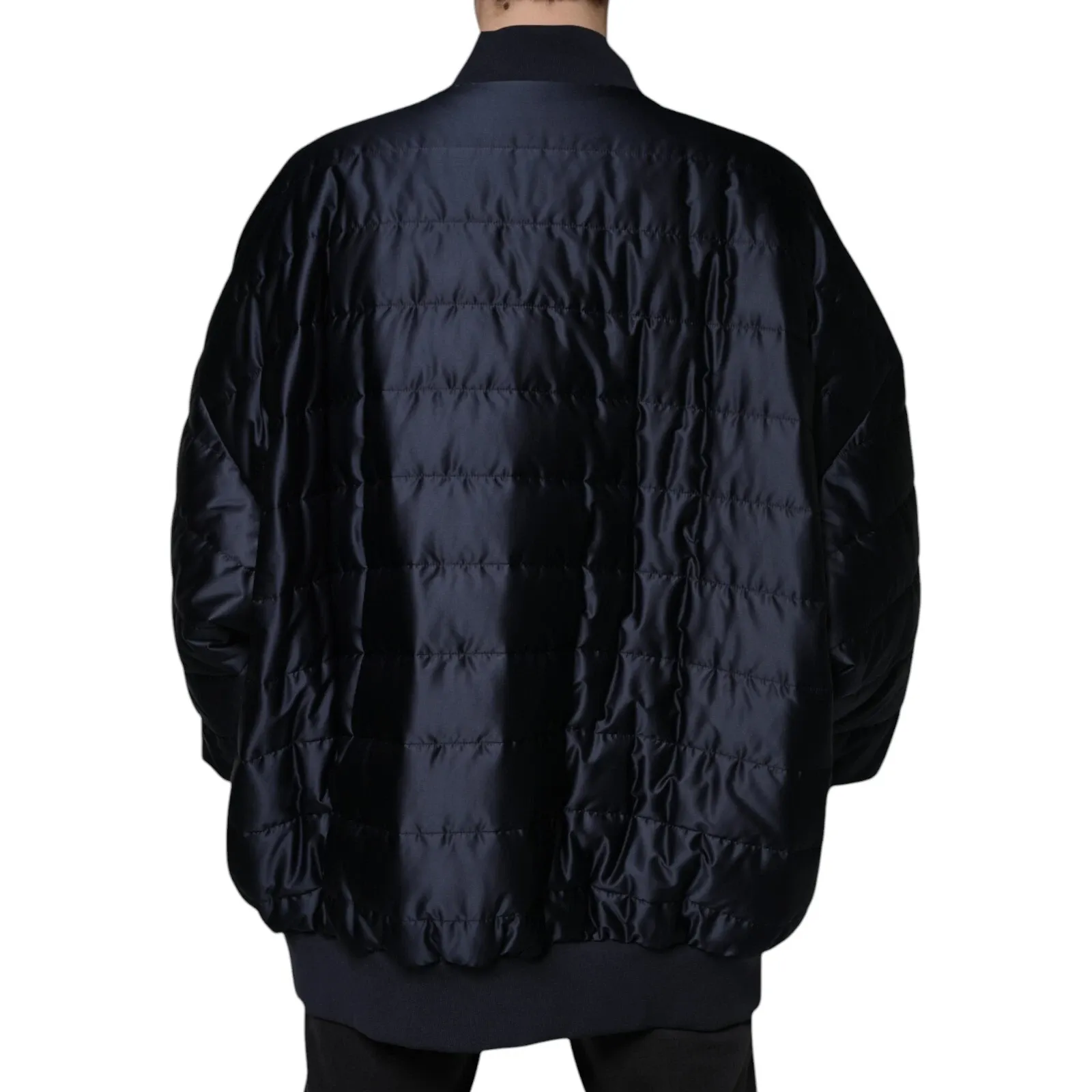 Dark Blue Quilted Full Zip Bomber Men's Jacket - Dolce & Gabbana - Modalova