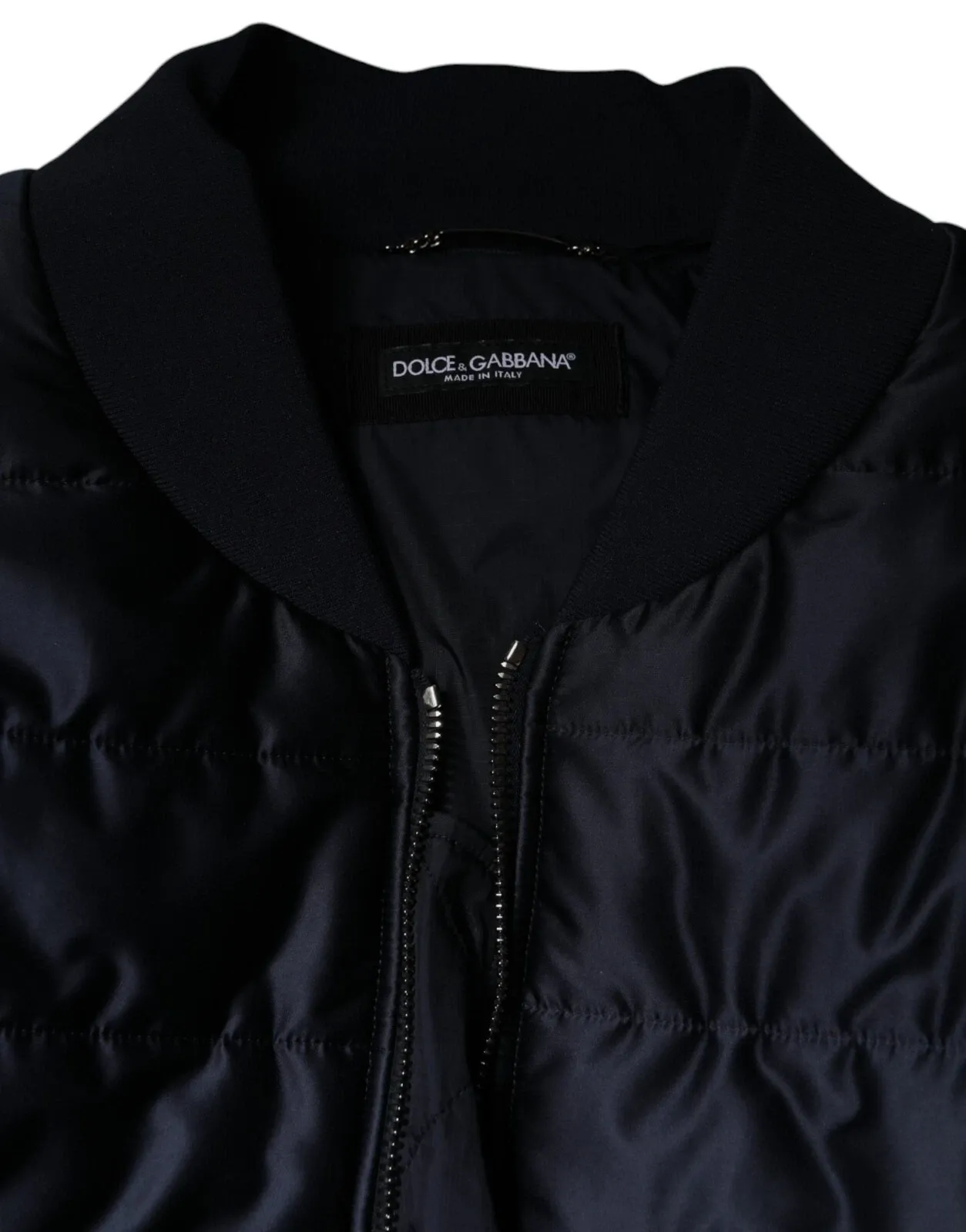 Dark Blue Quilted Full Zip Bomber Men's Jacket - Dolce & Gabbana - Modalova