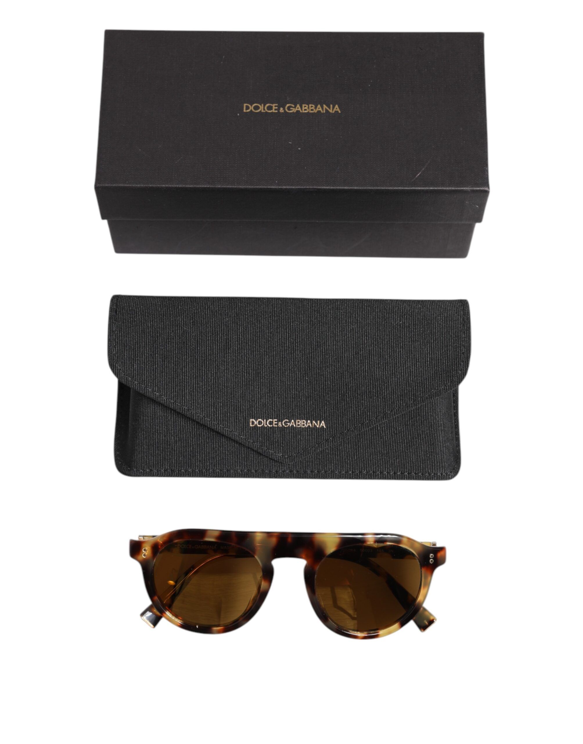 Acetate Round Leopard Print Eyewear Women's Sunglasses - Dolce & Gabbana - Modalova