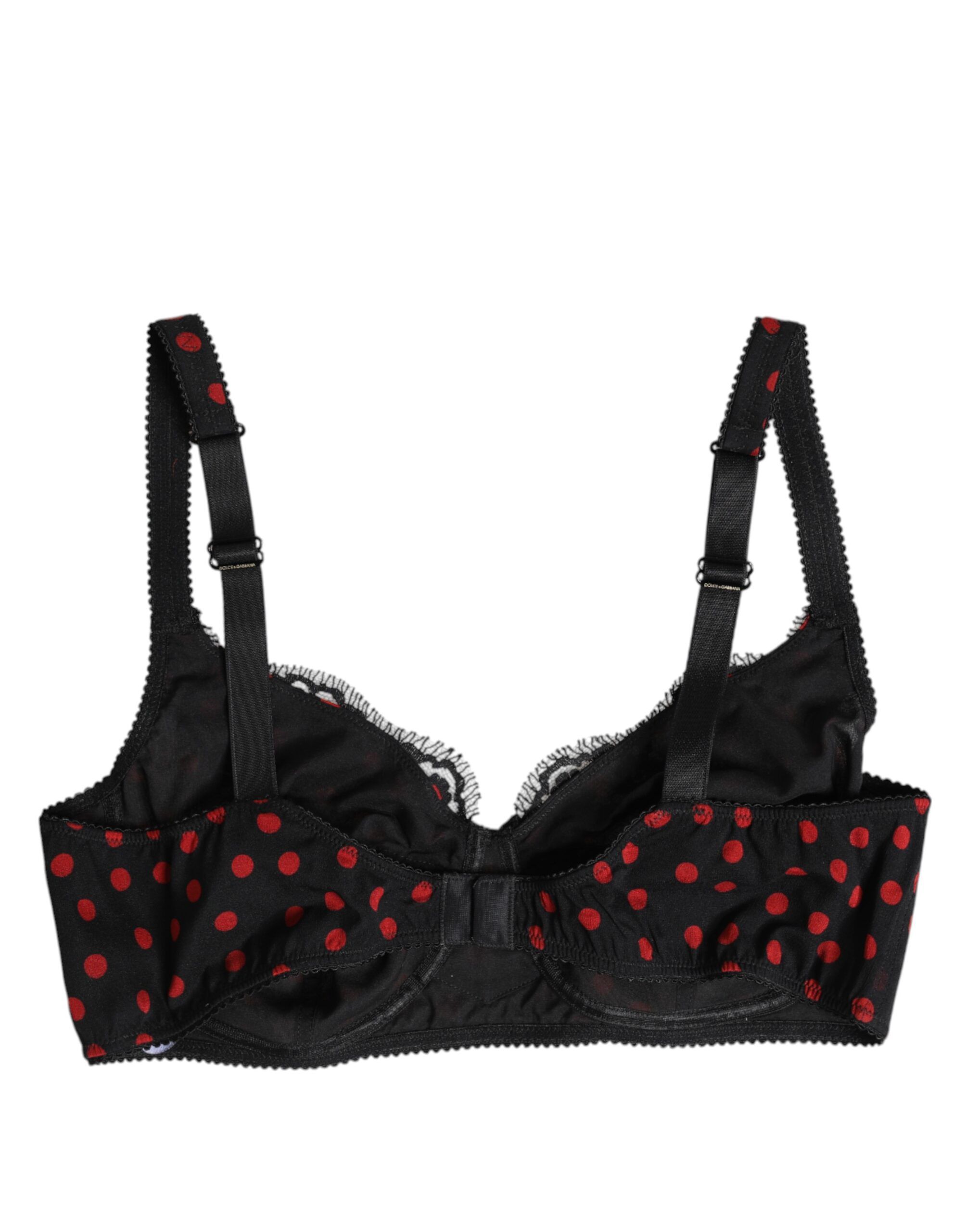 Black Red Polka Dot Underwired Balconette Women's Underwear - Dolce & Gabbana - Modalova