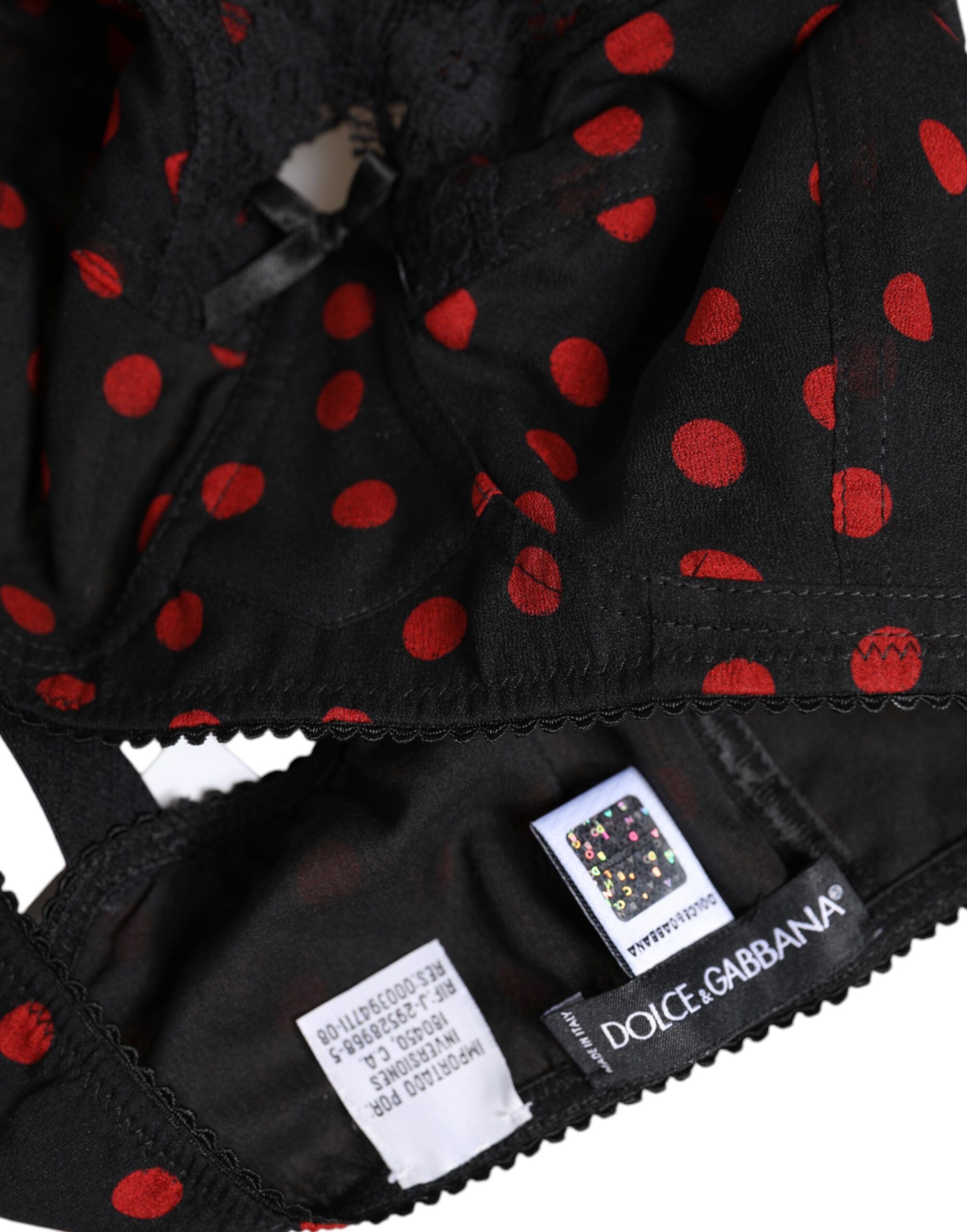 Black Red Polka Dot Underwired Balconette Women's Underwear - Dolce & Gabbana - Modalova