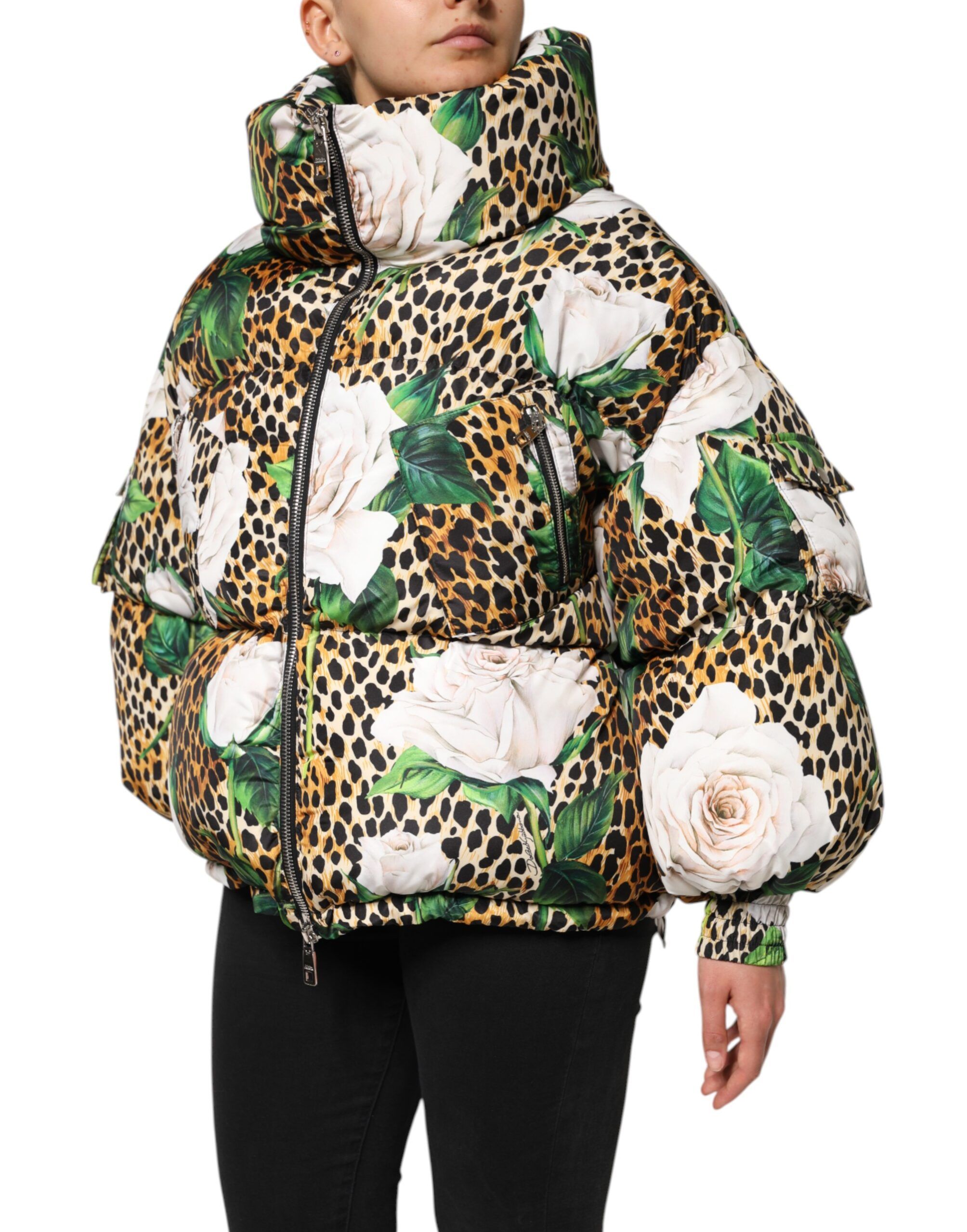 Leopard Rose Puffer Quilted Women's Jacket - Dolce & Gabbana - Modalova