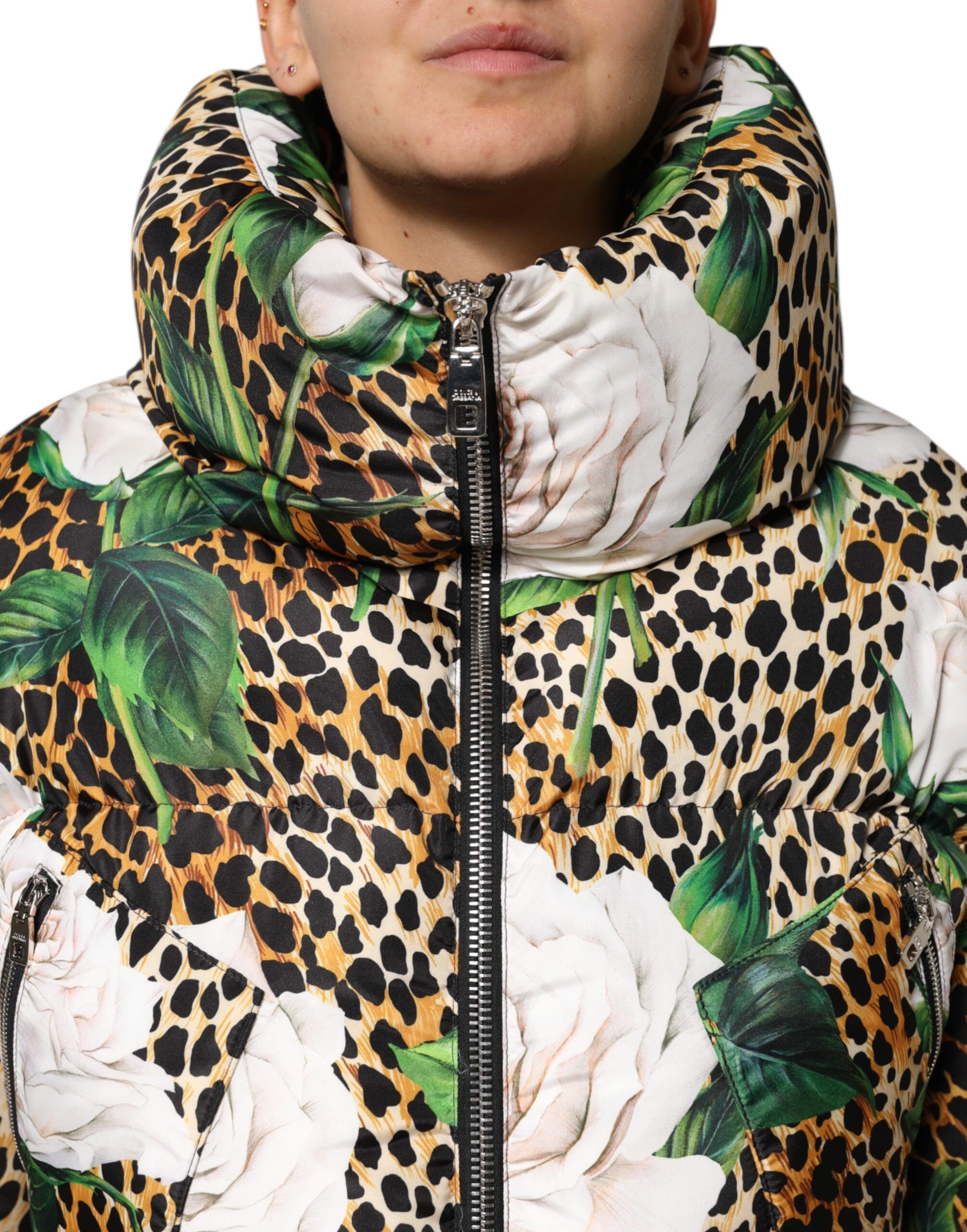 Leopard Rose Puffer Quilted Women's Jacket - Dolce & Gabbana - Modalova
