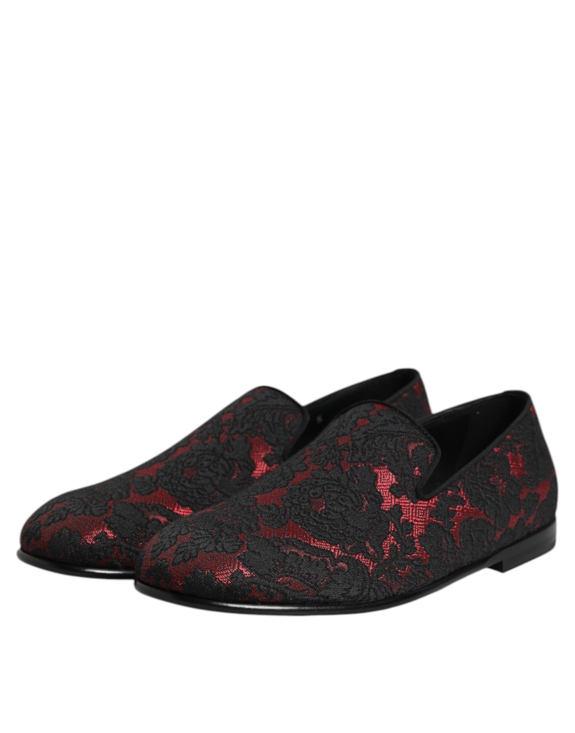 Red Black Jacquard Slip On Men Loafers Men's Shoes - Dolce & Gabbana - Modalova