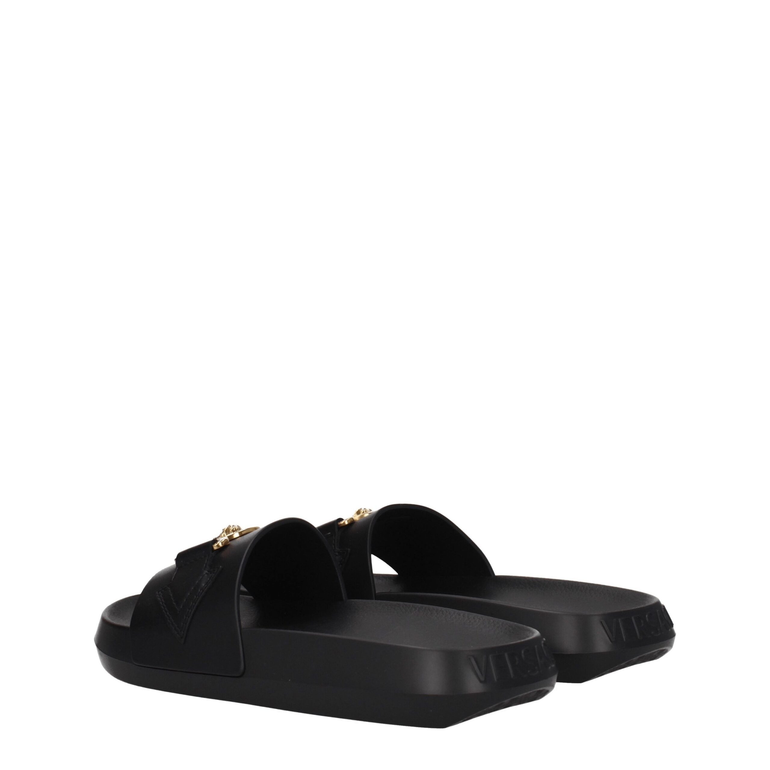 Leather Women's Slippers - Versace - Modalova