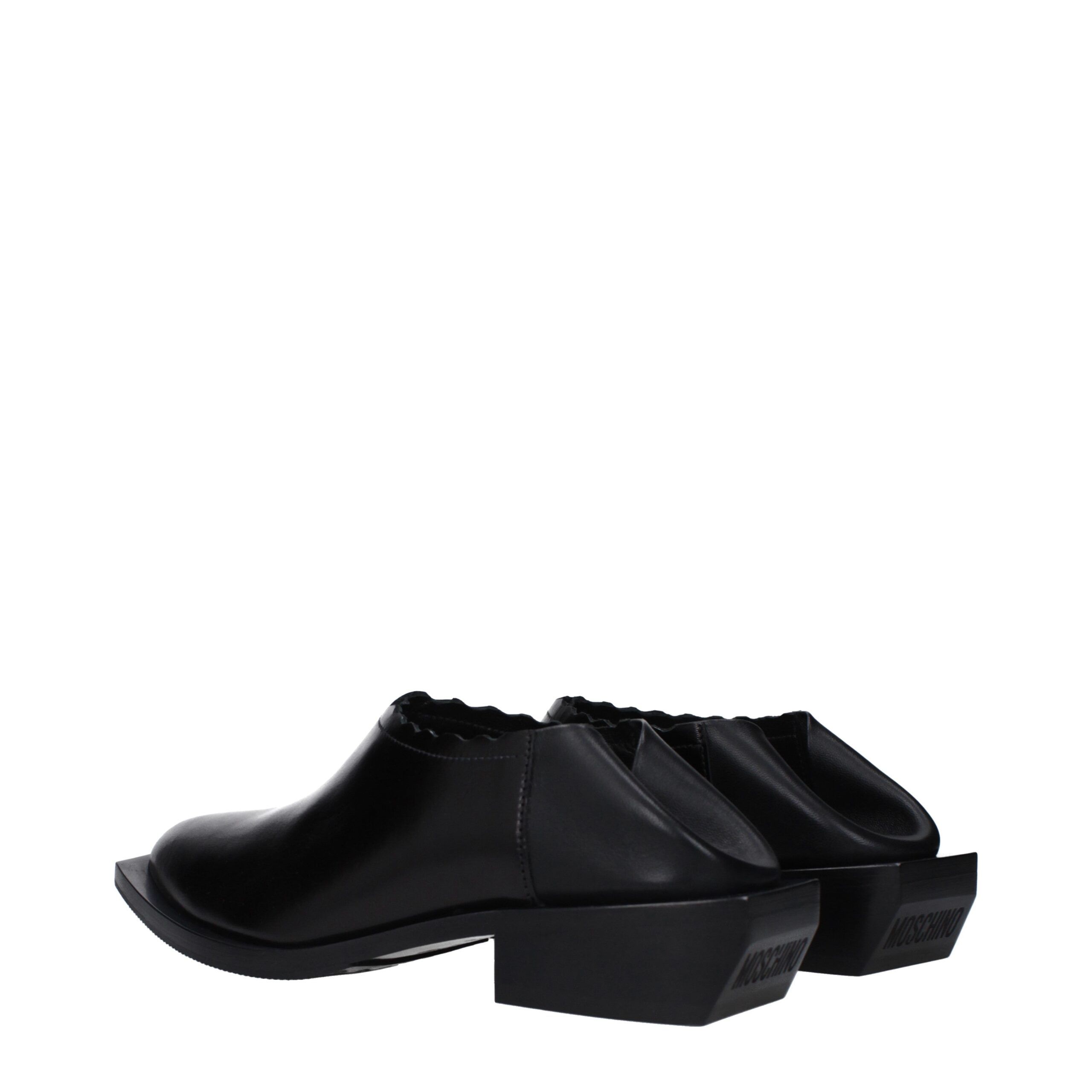Leather Women's Mules - Moschino - Modalova