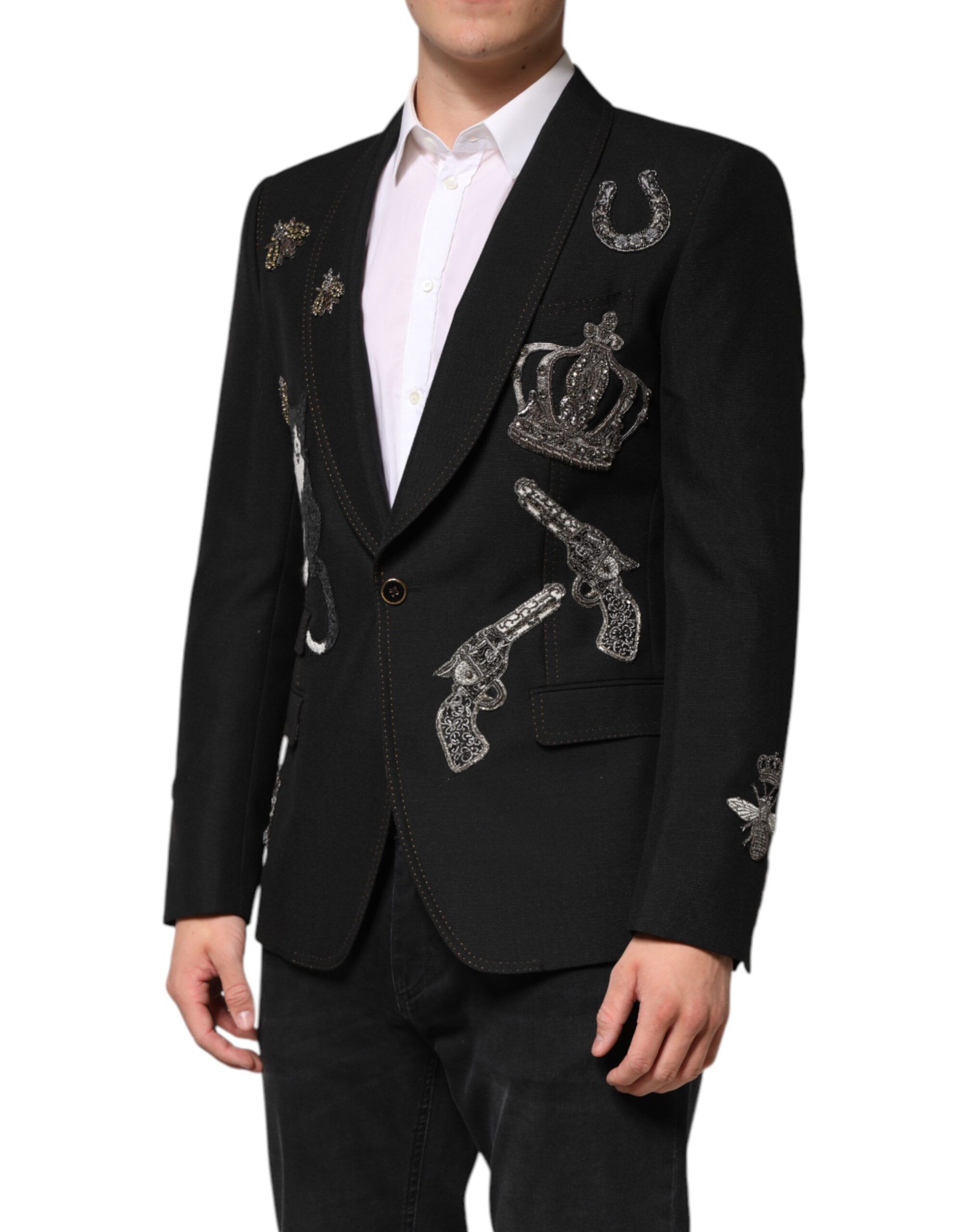 Bee Crown Embellished Suit Coat Men's Blazer - Dolce & Gabbana - Modalova