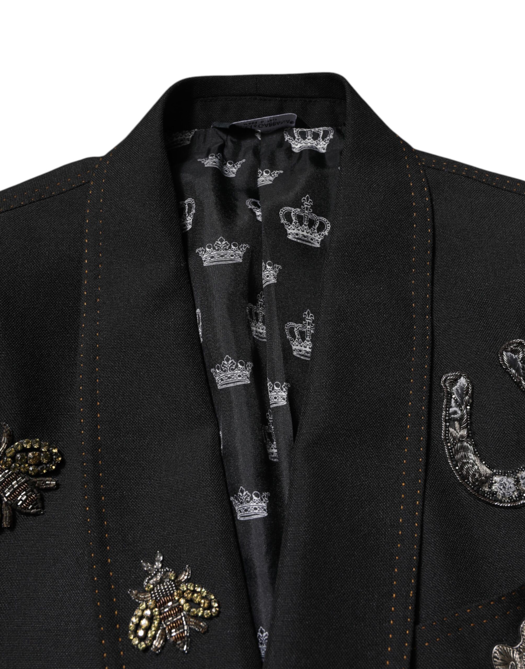 Bee Crown Embellished Suit Coat Men's Blazer - Dolce & Gabbana - Modalova
