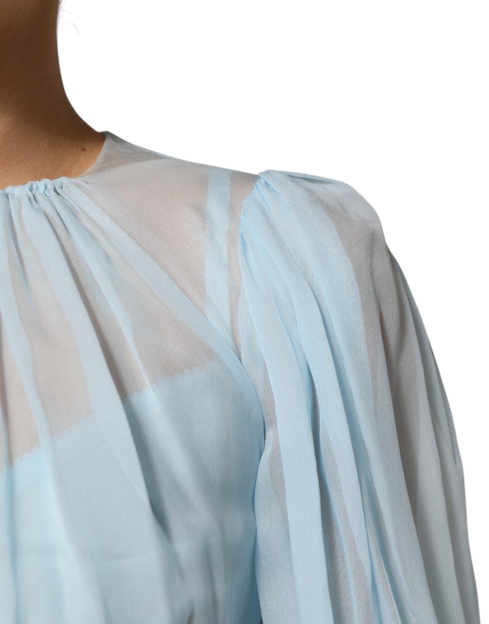Light Blue Silk Two Tone Midi Women's Dress - Dolce & Gabbana - Modalova