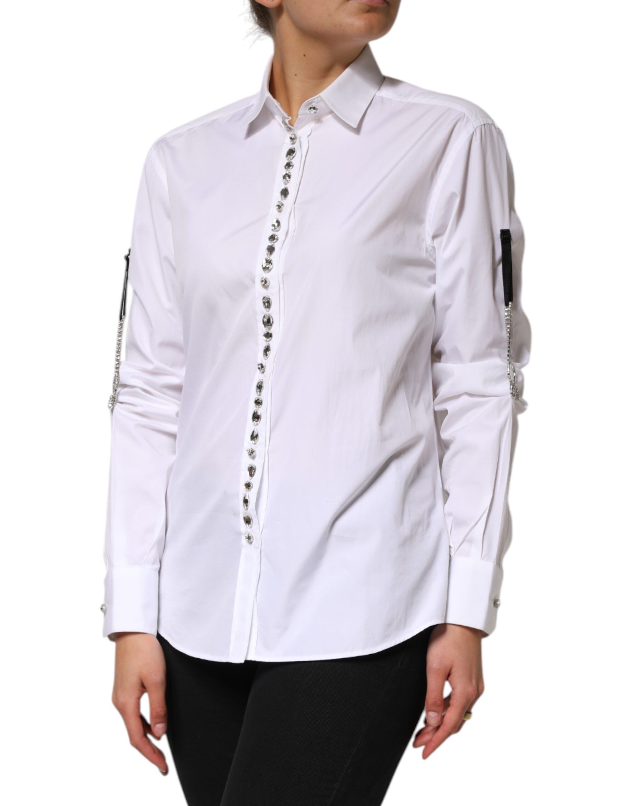 Crystal Embellished Collared Shirt Women's Top (Pre-Owned) - Dolce & Gabbana - Modalova