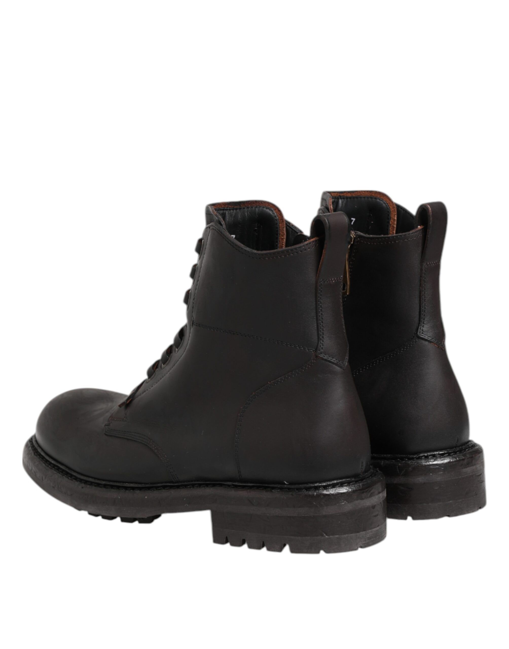 Dark Leather Lace Up Mid Calf Boots Men's Shoes (Pre-Owned) - Dolce & Gabbana - Modalova