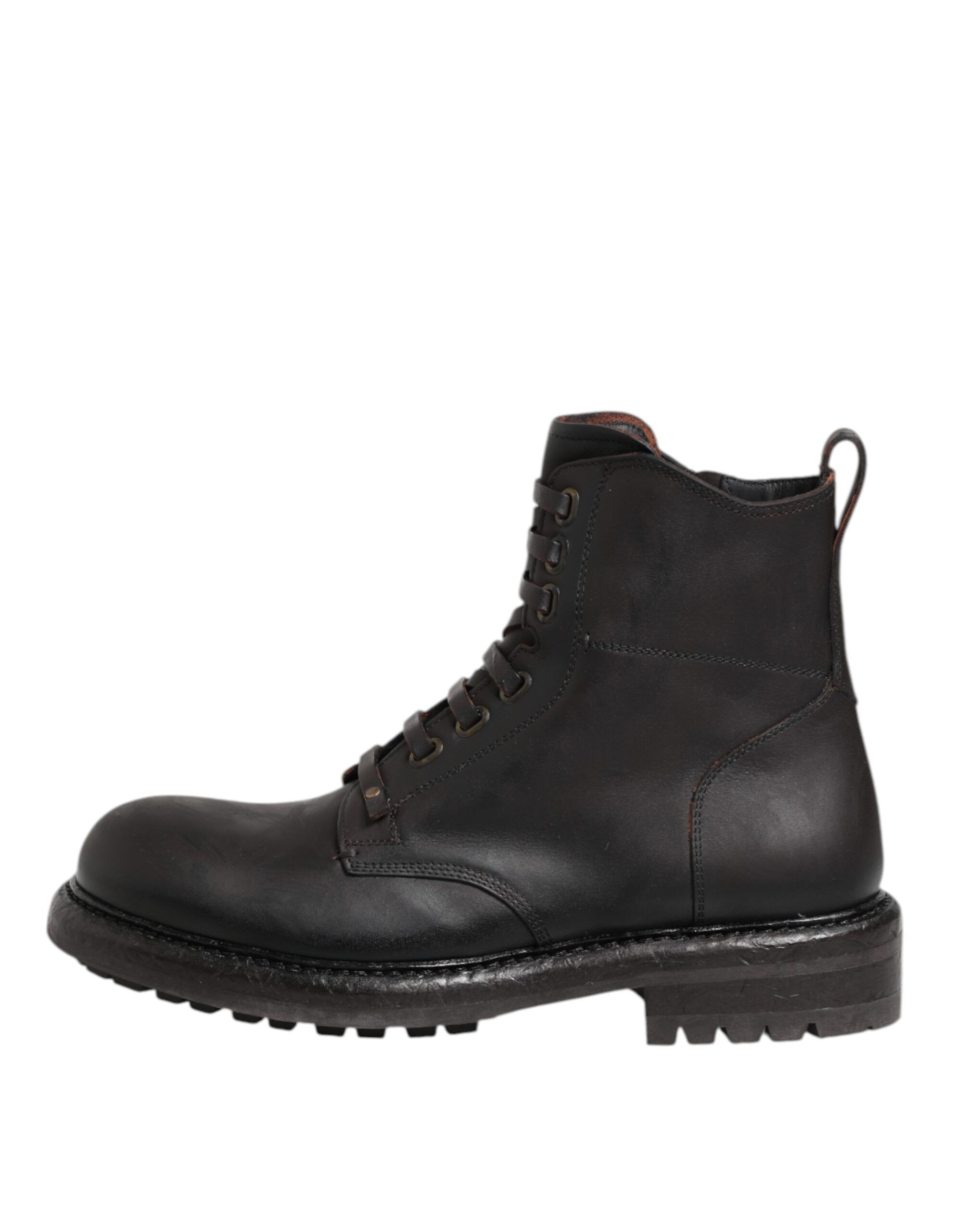 Dark Leather Lace Up Mid Calf Boots Men's Shoes (Pre-Owned) - Dolce & Gabbana - Modalova