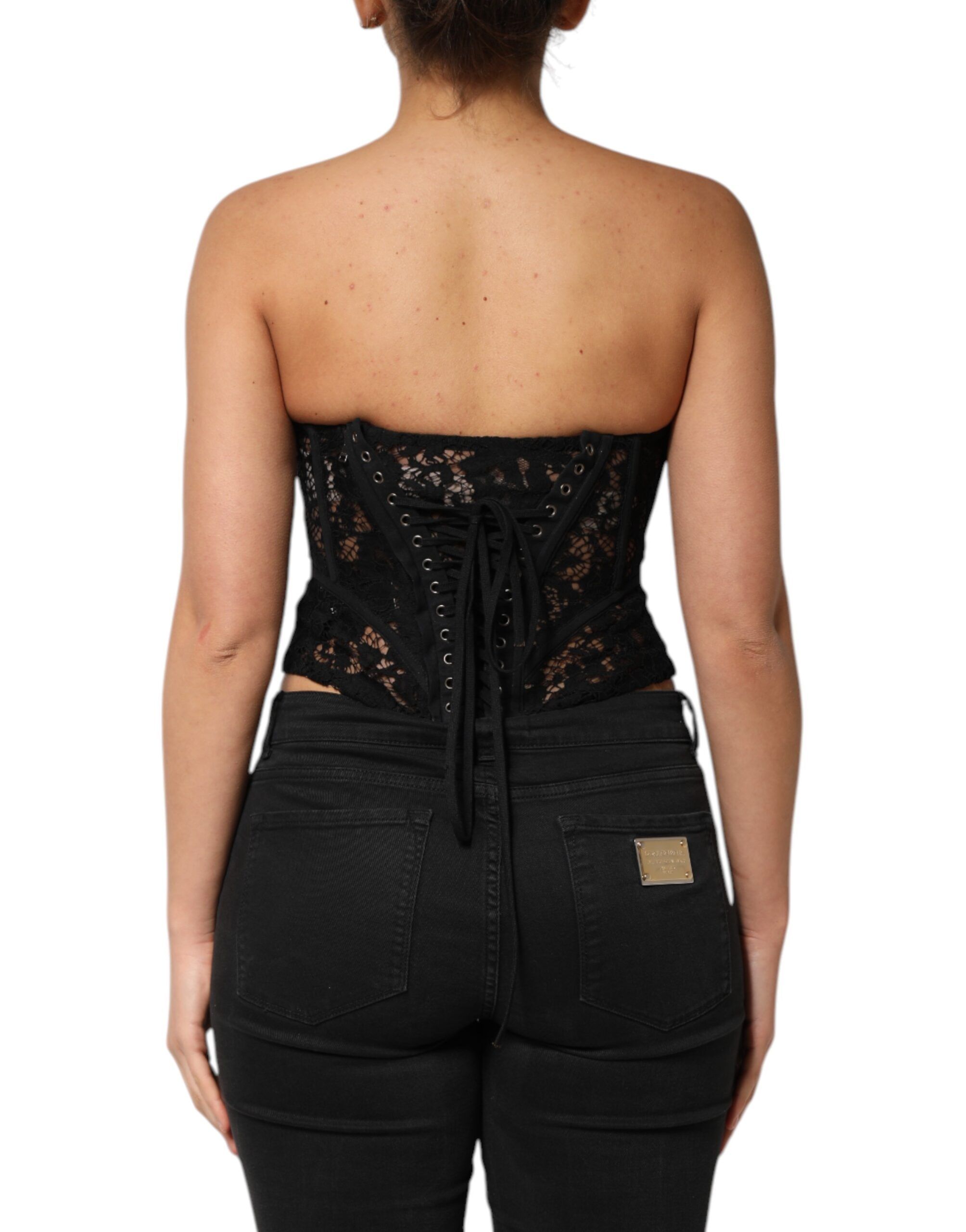 Strapless Floral Lace Bustier Cropped Women's Top (Pre-Owned) - Dolce & Gabbana - Modalova