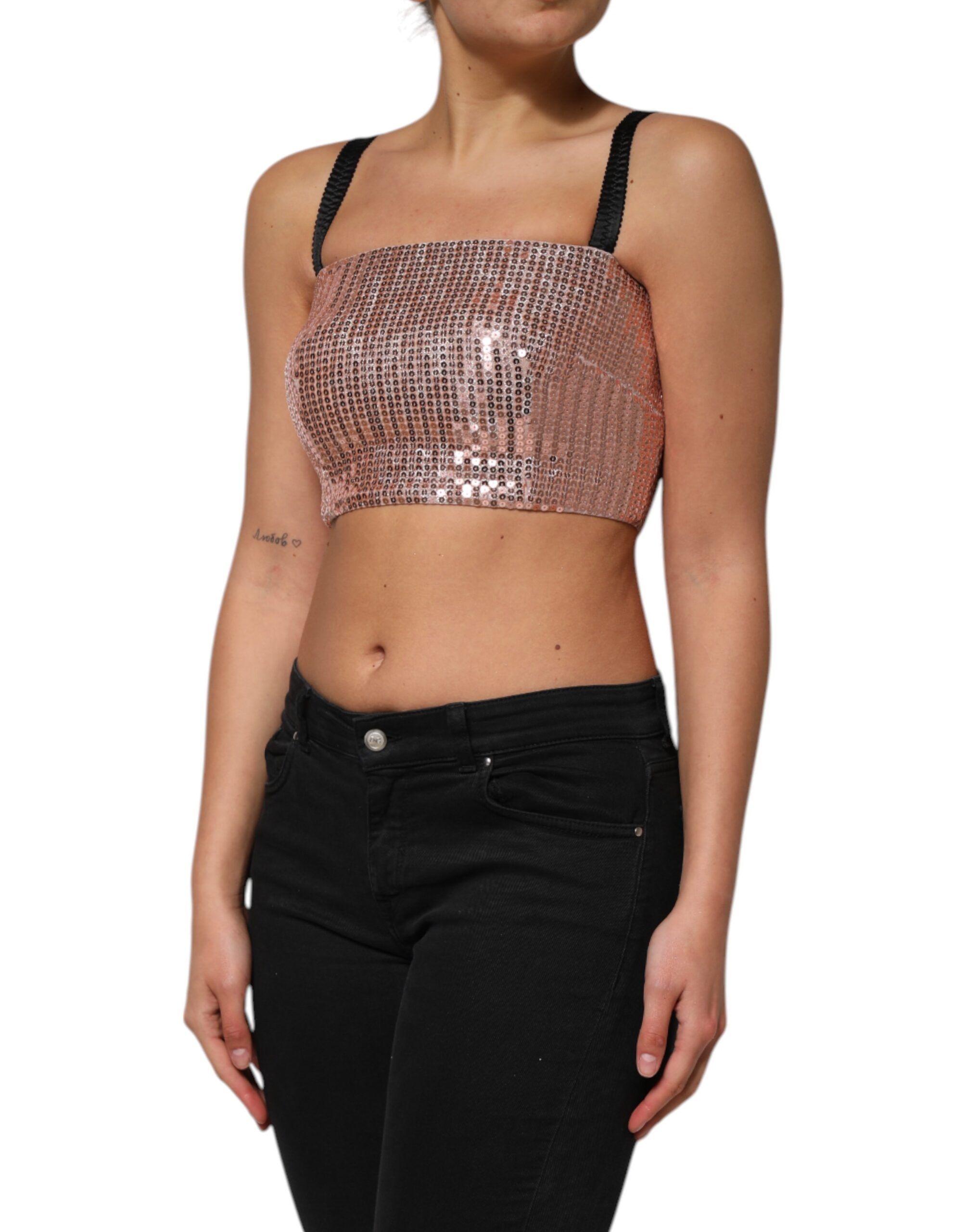 Sequined Nylon Sleeveless Cropped Women's Top - Dolce & Gabbana - Modalova