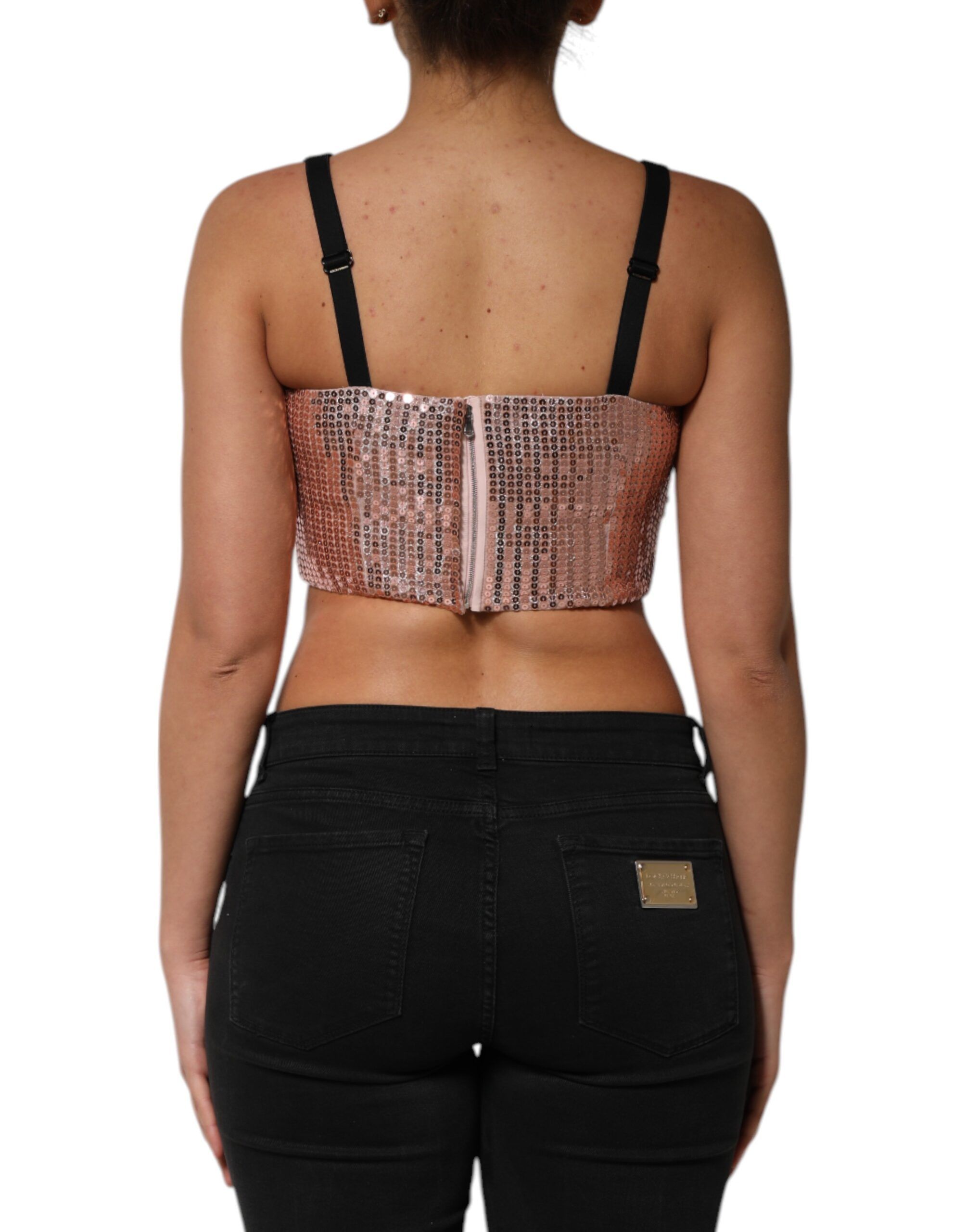 Sequined Nylon Sleeveless Cropped Women's Top - Dolce & Gabbana - Modalova