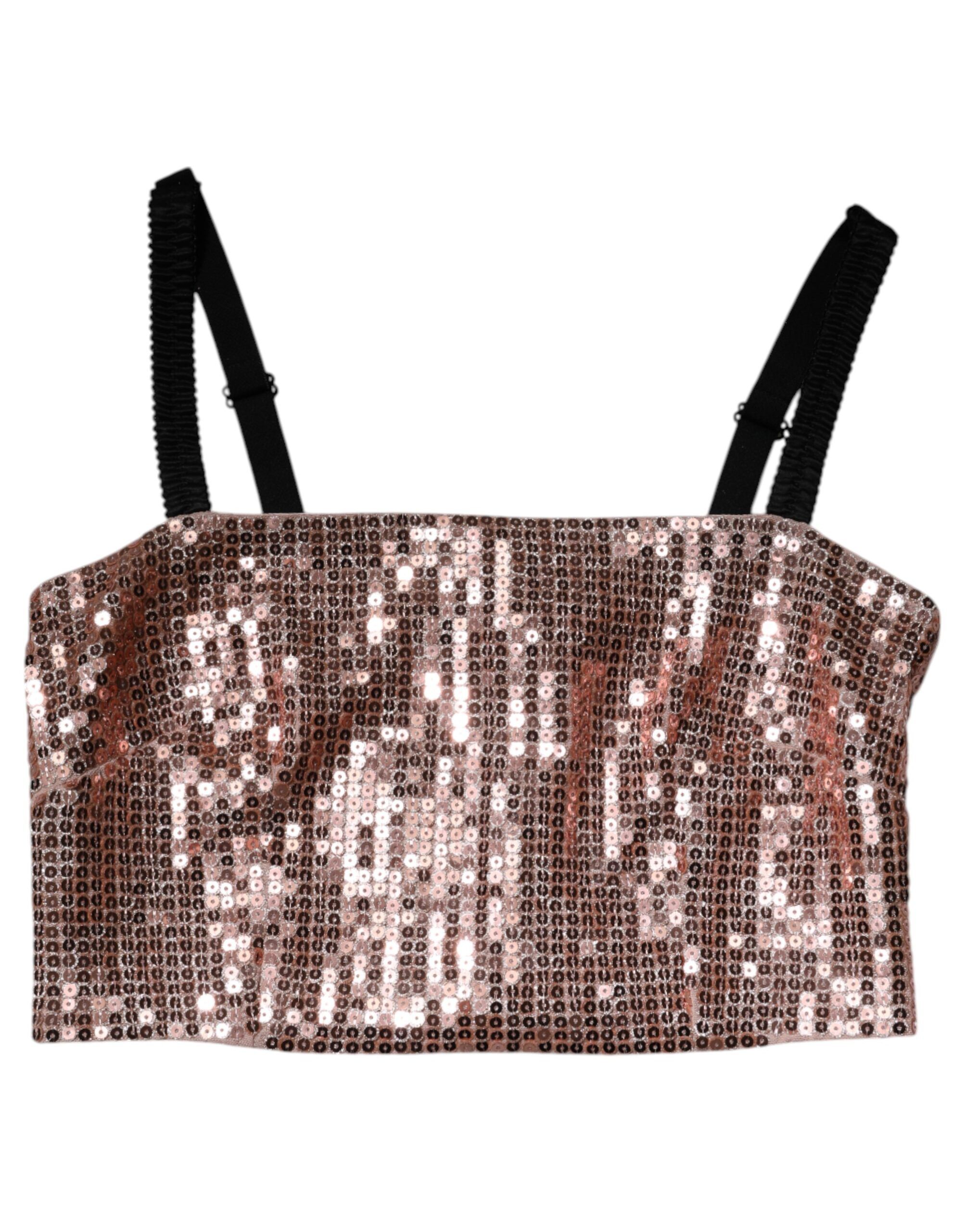 Sequined Nylon Sleeveless Cropped Women's Top - Dolce & Gabbana - Modalova