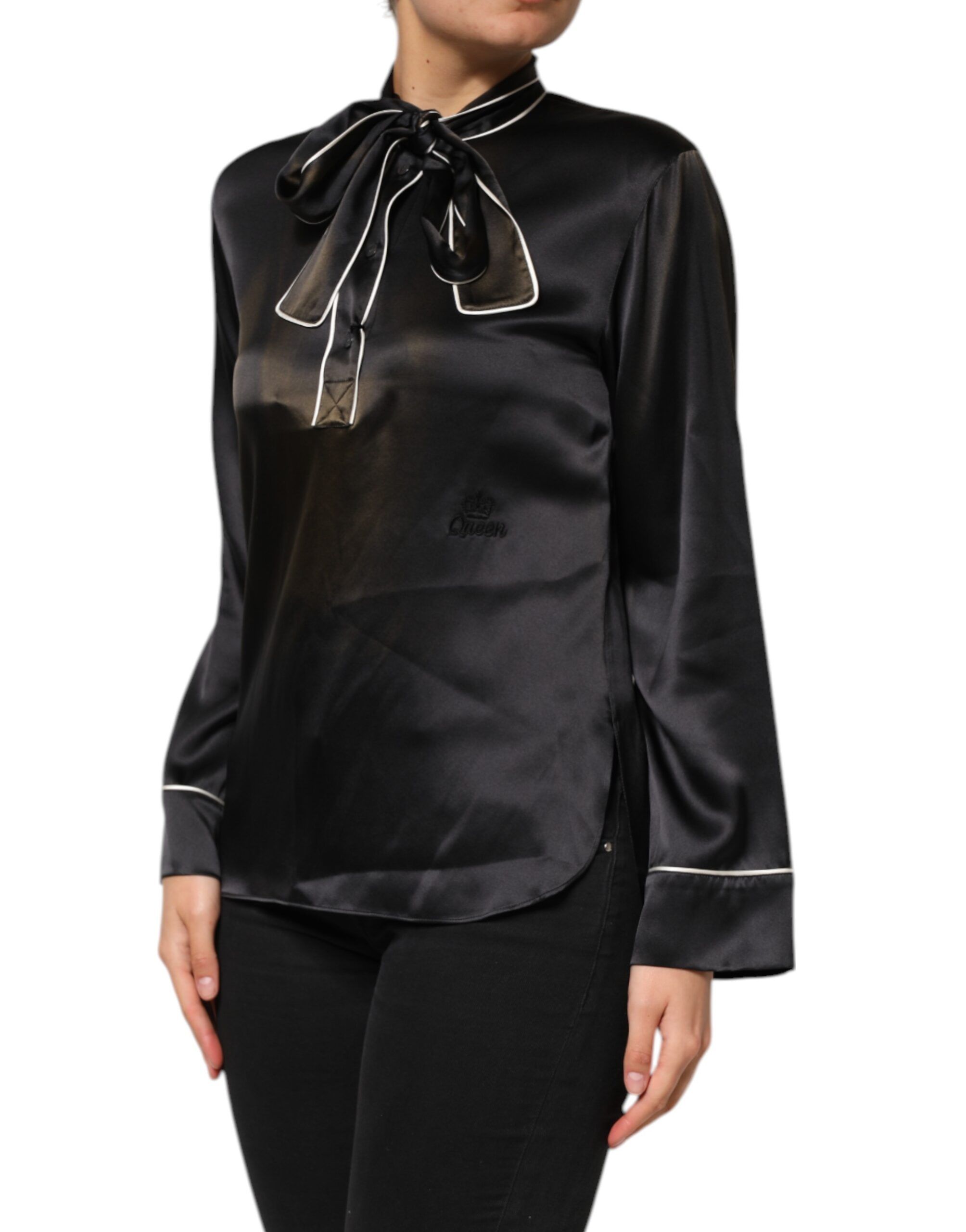 Silk Ascot Collared Button Blouse Women's Top (Pre-Owned) - Dolce & Gabbana - Modalova