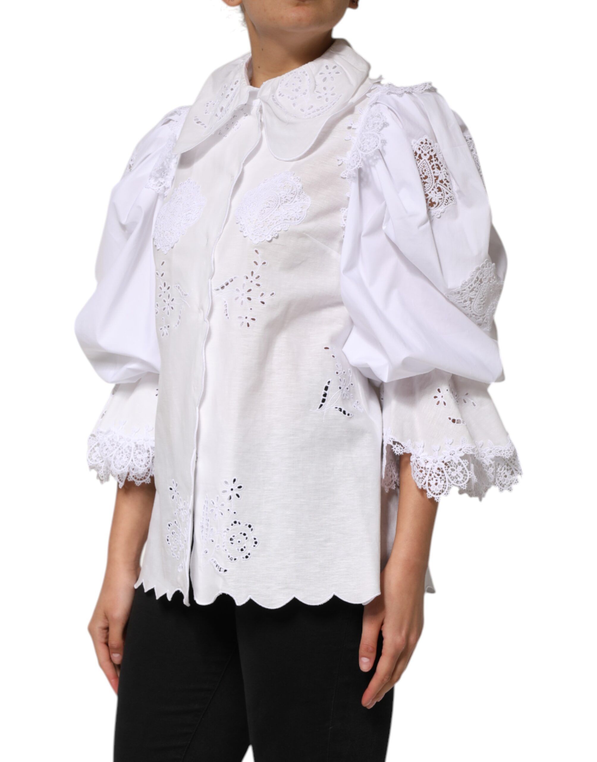 Ruffled Lace Embellished Blouse Women's Top - Dolce & Gabbana - Modalova
