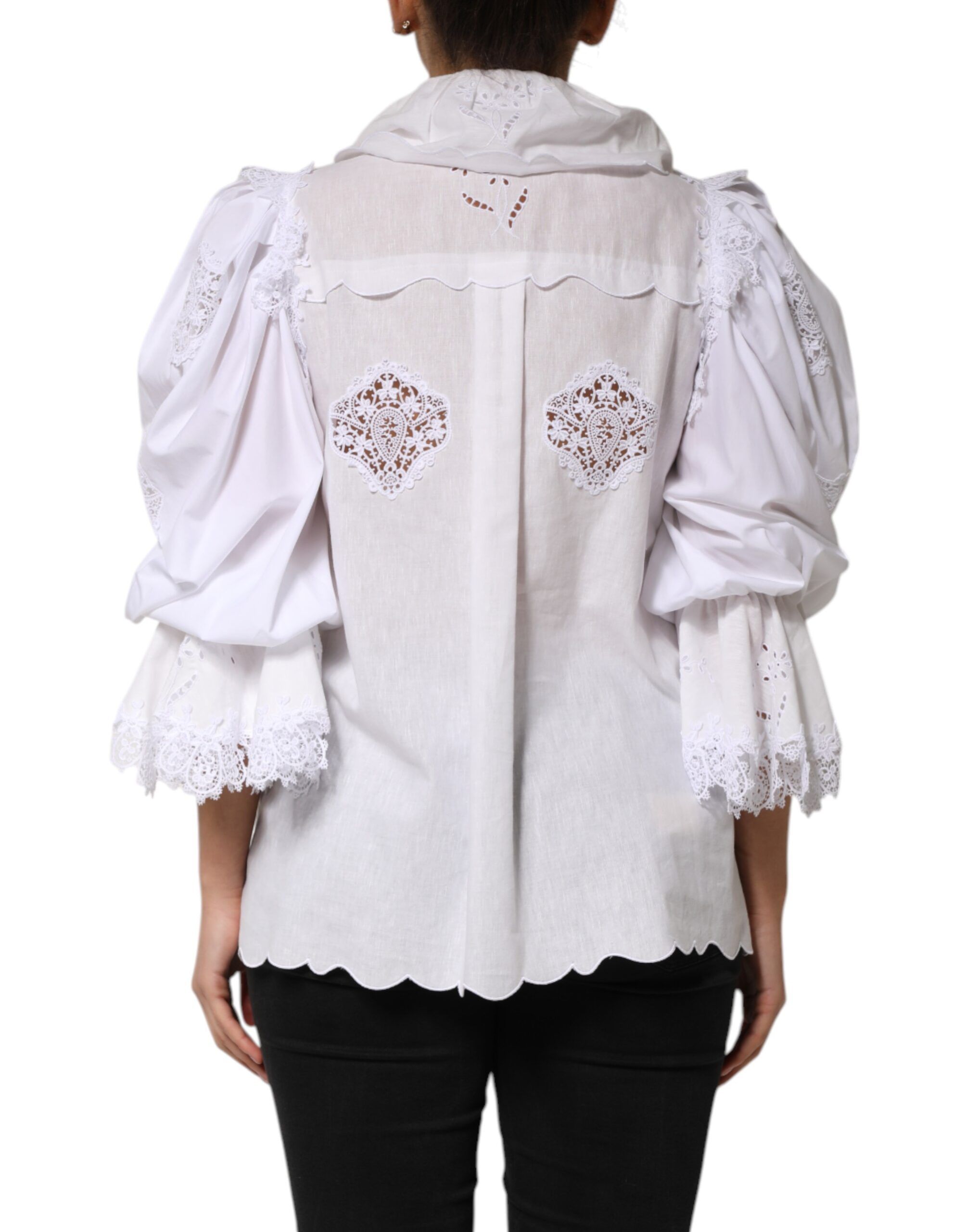 Ruffled Lace Embellished Blouse Women's Top - Dolce & Gabbana - Modalova