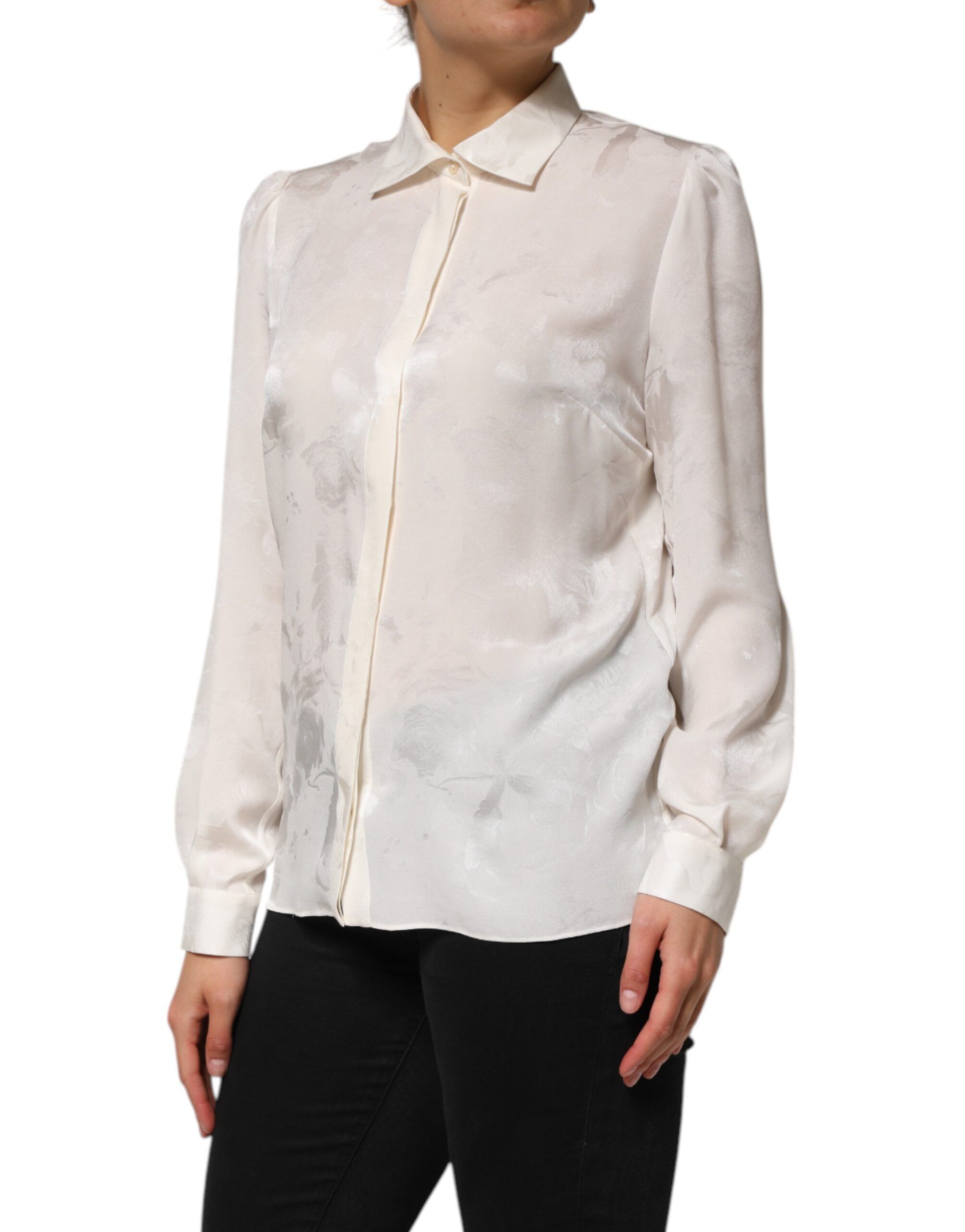 Silk Long Sleeves Collared Shirt Women's Top - Dolce & Gabbana - Modalova