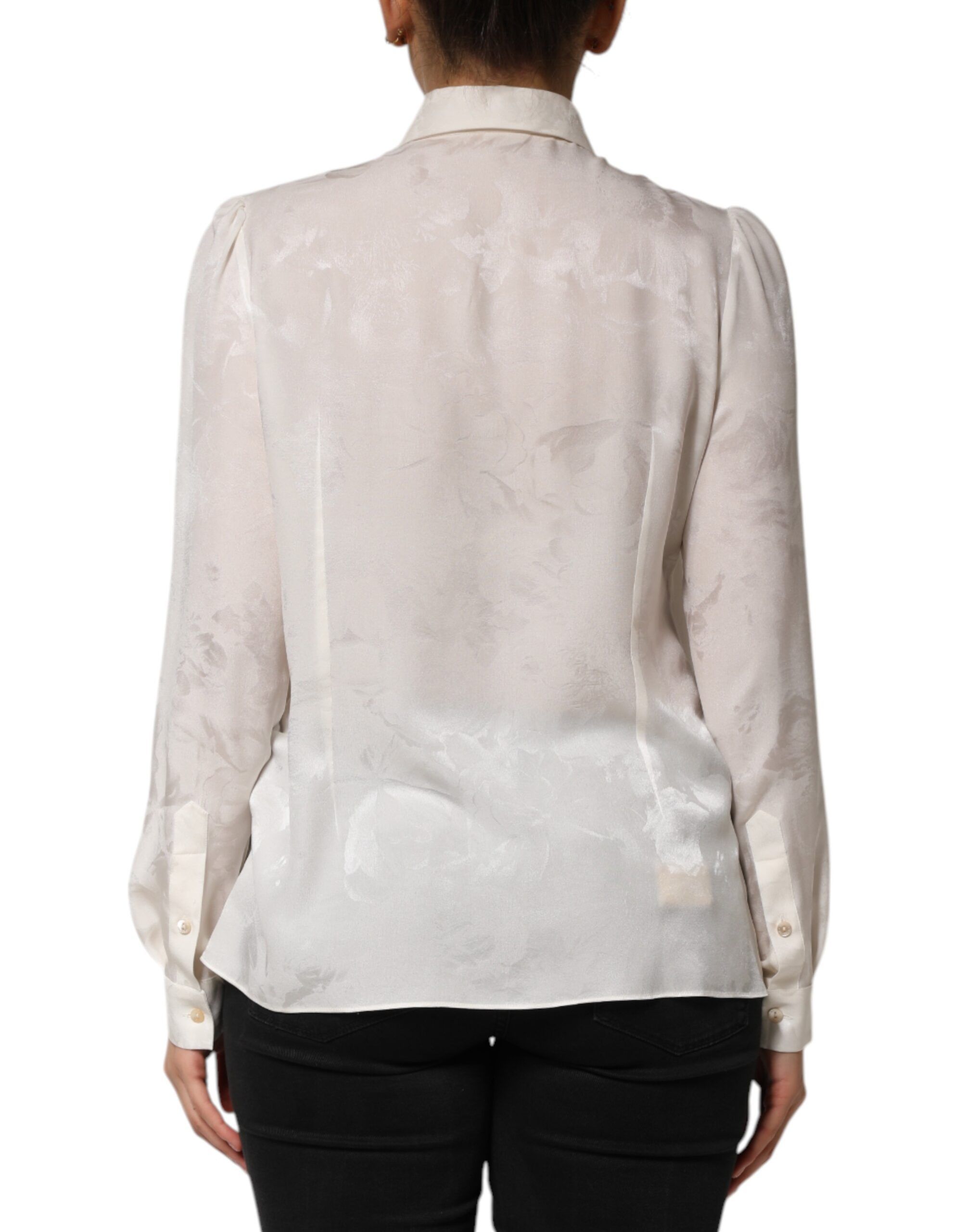 Silk Long Sleeves Collared Shirt Women's Top - Dolce & Gabbana - Modalova