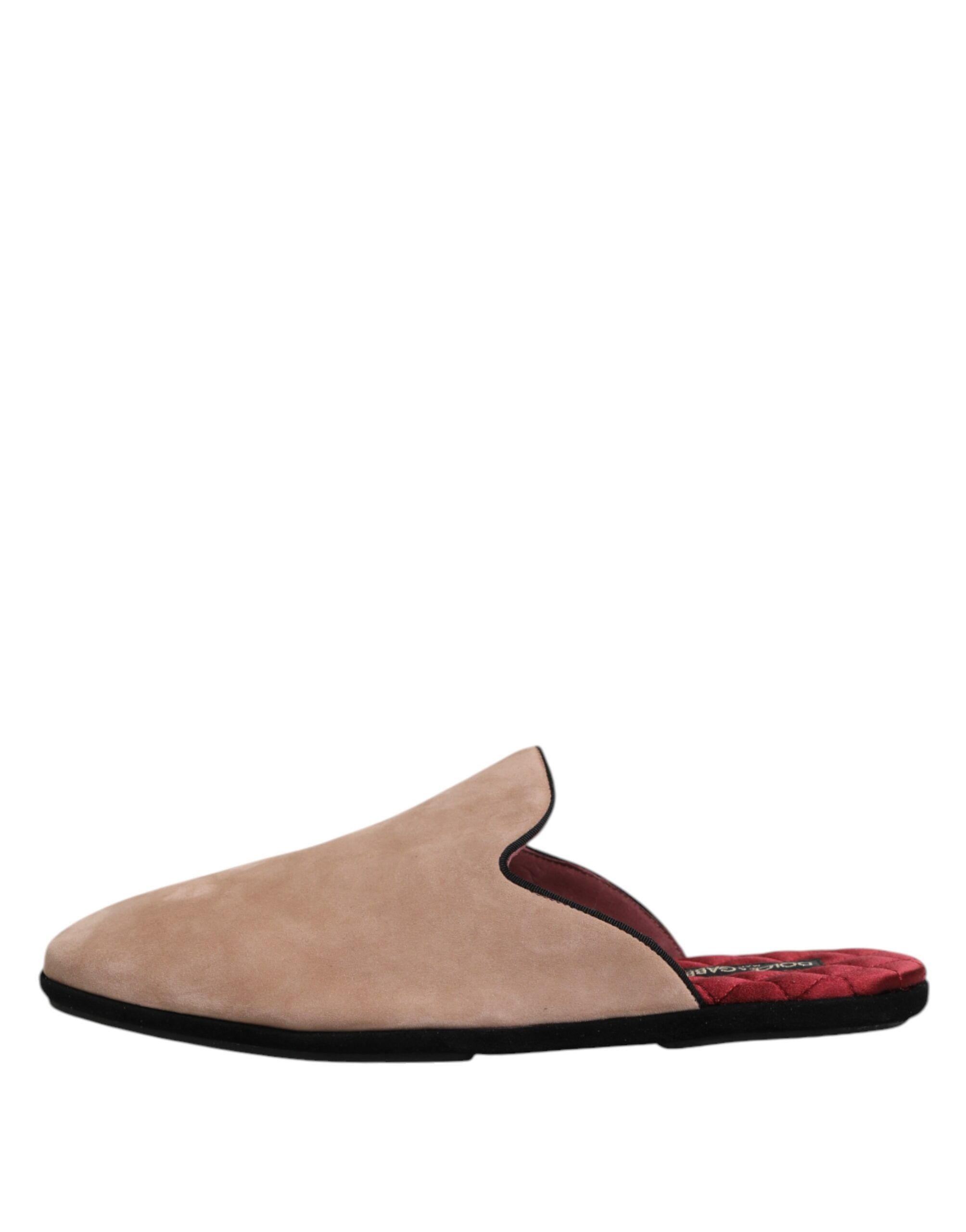 Suede Leather Slides Flat Slipper Men's Shoes - Dolce & Gabbana - Modalova