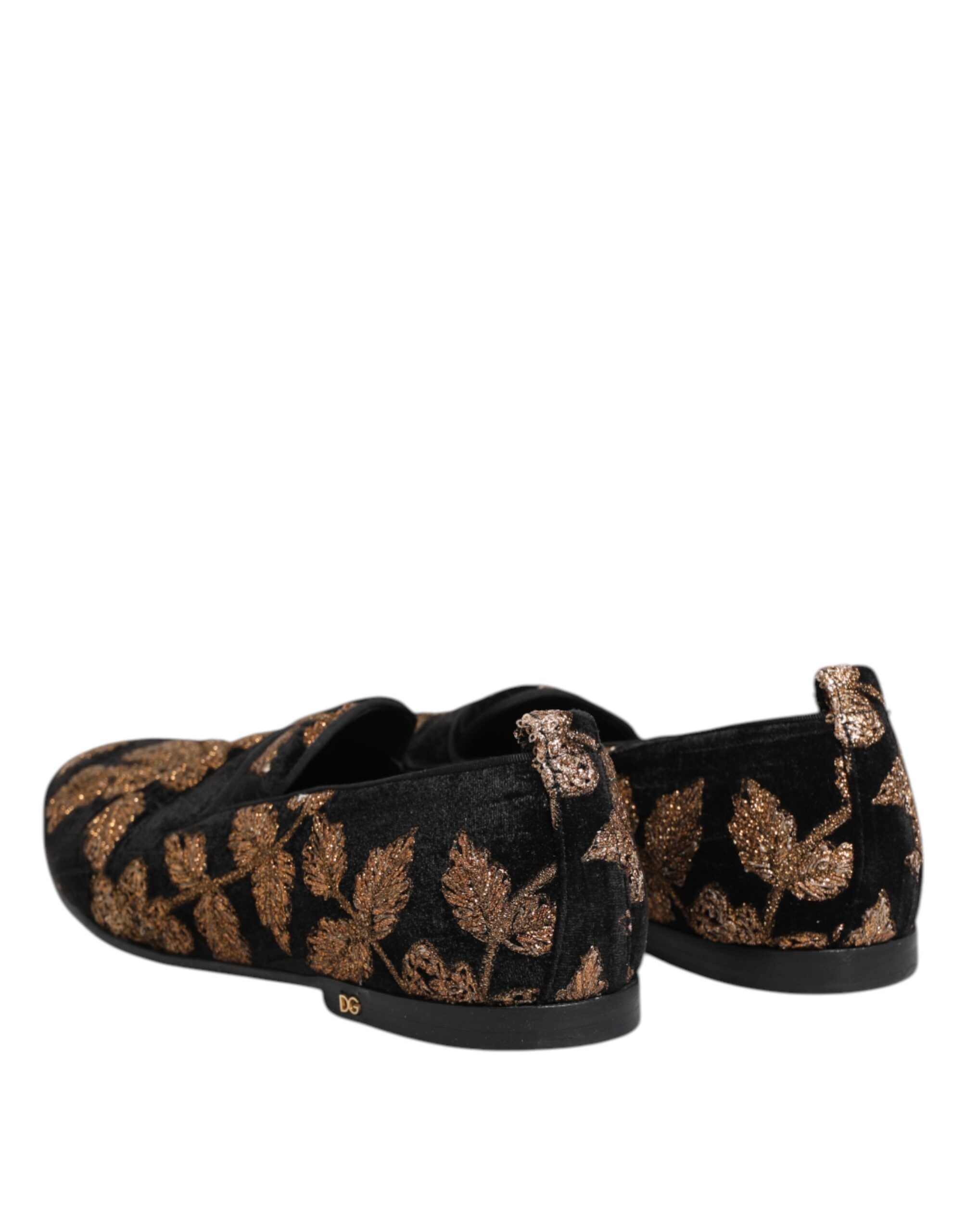 Black Floral Embroidery Men Loafers Men's Shoes (Pre-Owned) - Dolce & Gabbana - Modalova