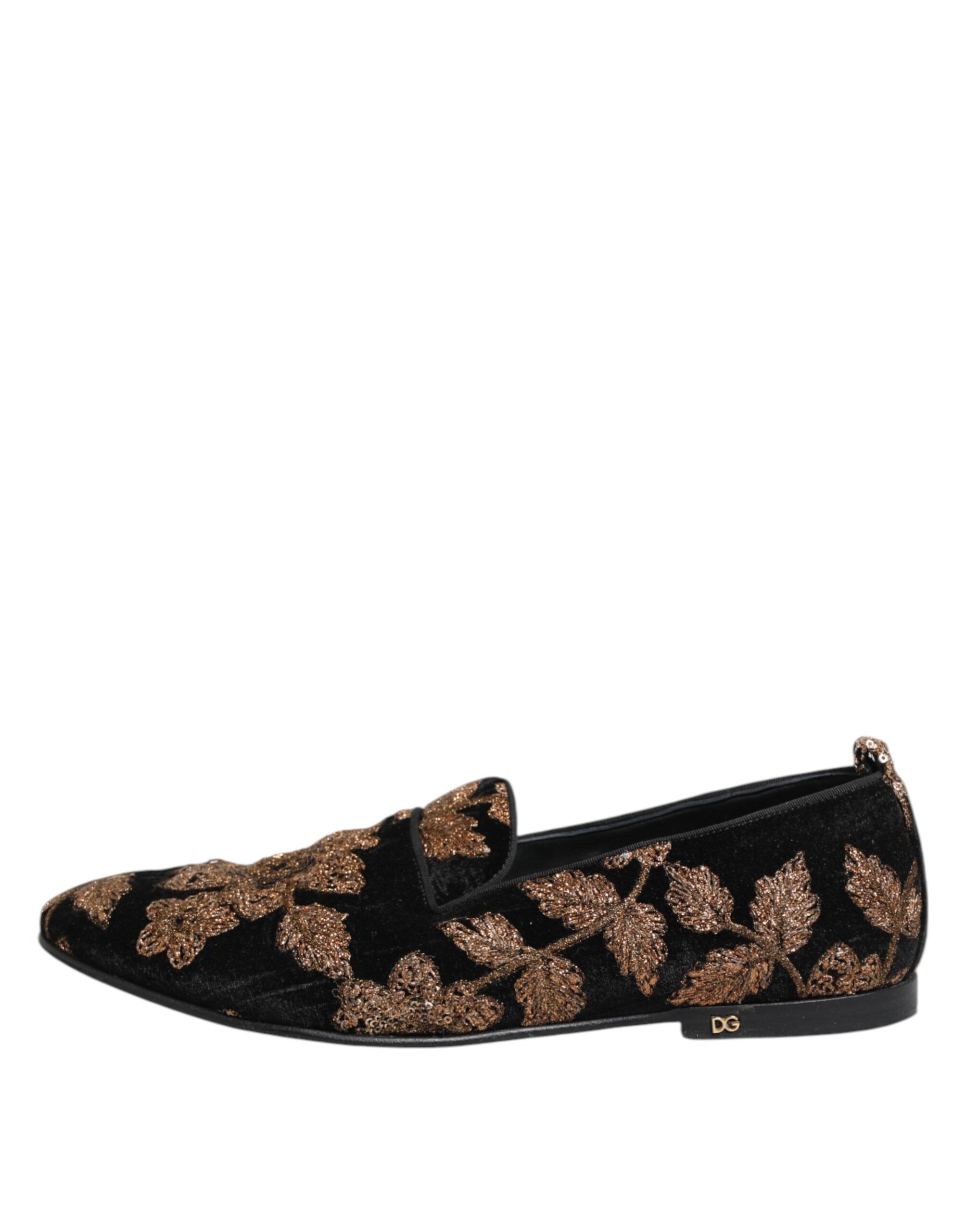 Black Floral Embroidery Men Loafers Men's Shoes (Pre-Owned) - Dolce & Gabbana - Modalova