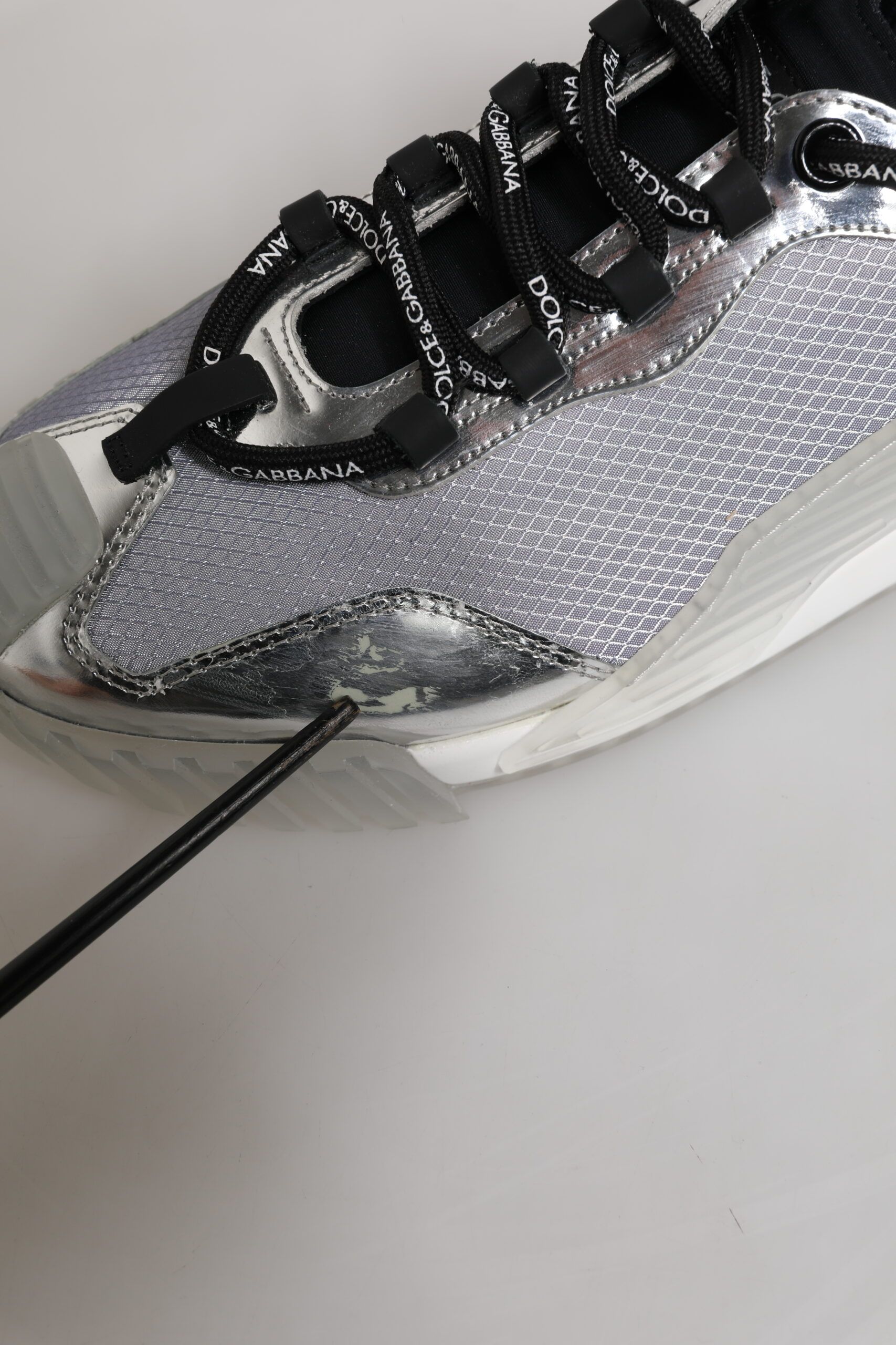 Silver Black Nylon NS1 Low Top Men Sneakers Men's Shoes (Pre-Owned) - Dolce & Gabbana - Modalova