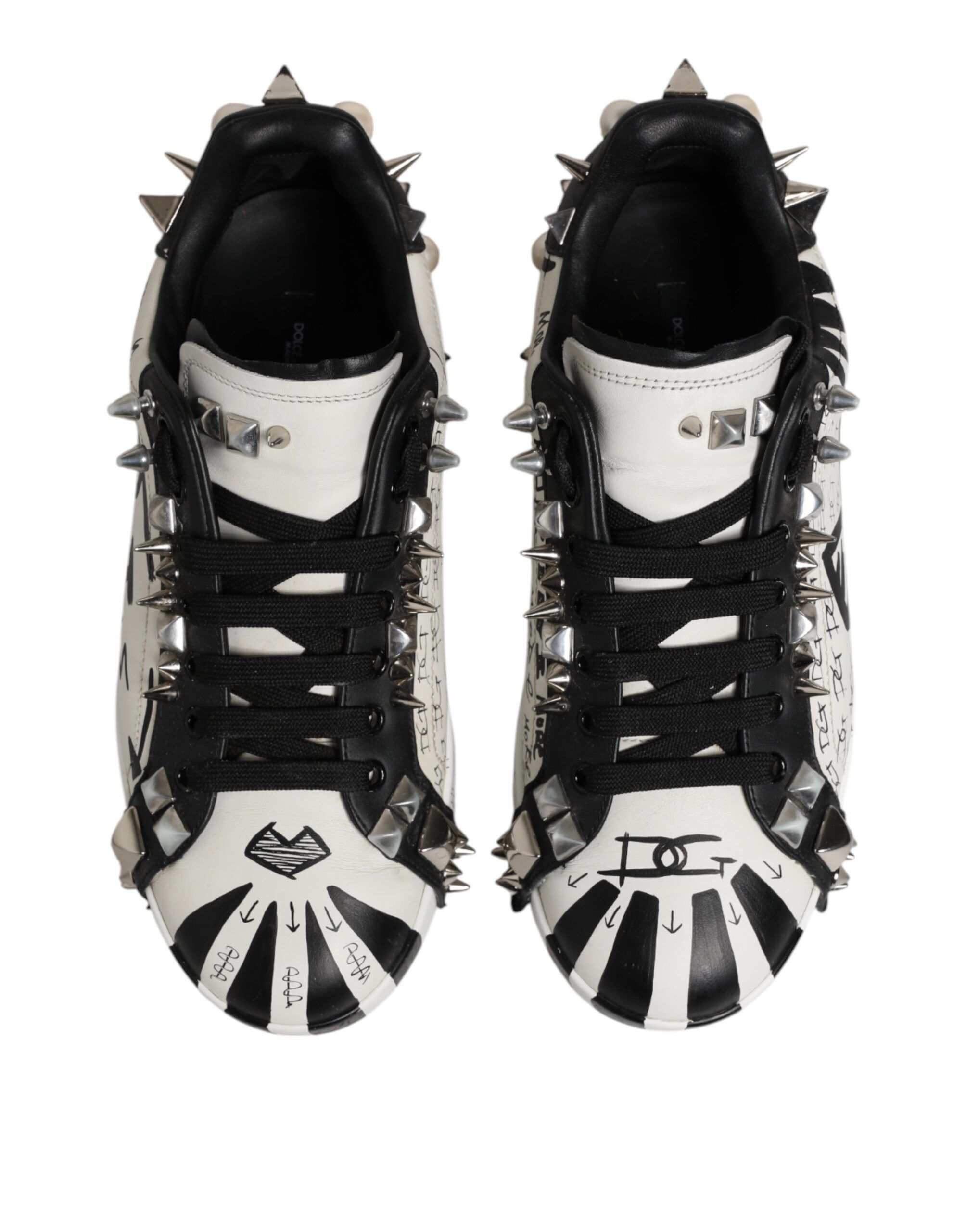 Black White Studded Low Top Sneakers Men's Shoes (Pre-Owned) - Dolce & Gabbana - Modalova