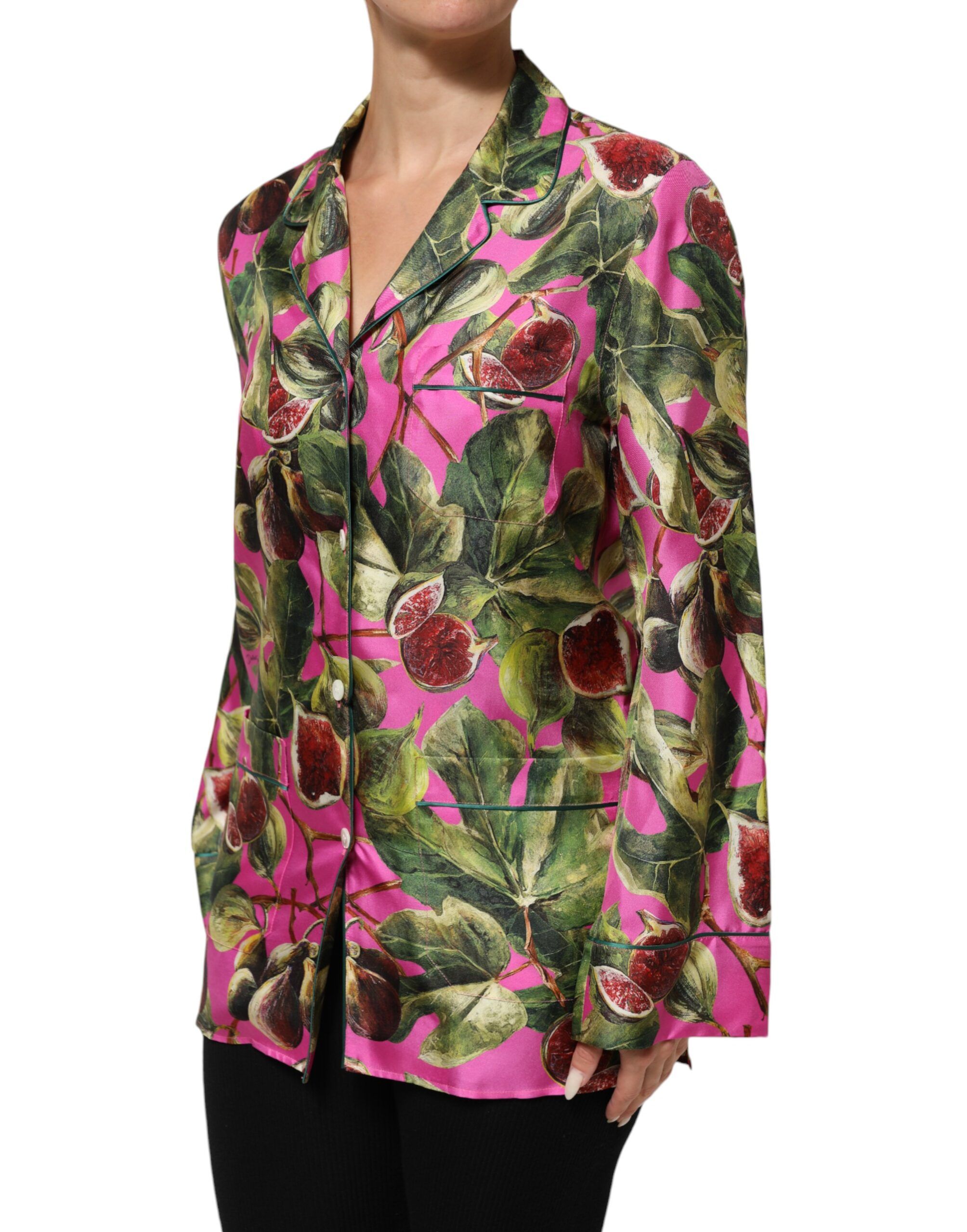 Hot Fig Printed Silk Shirt Blouse Women's Top - Dolce & Gabbana - Modalova